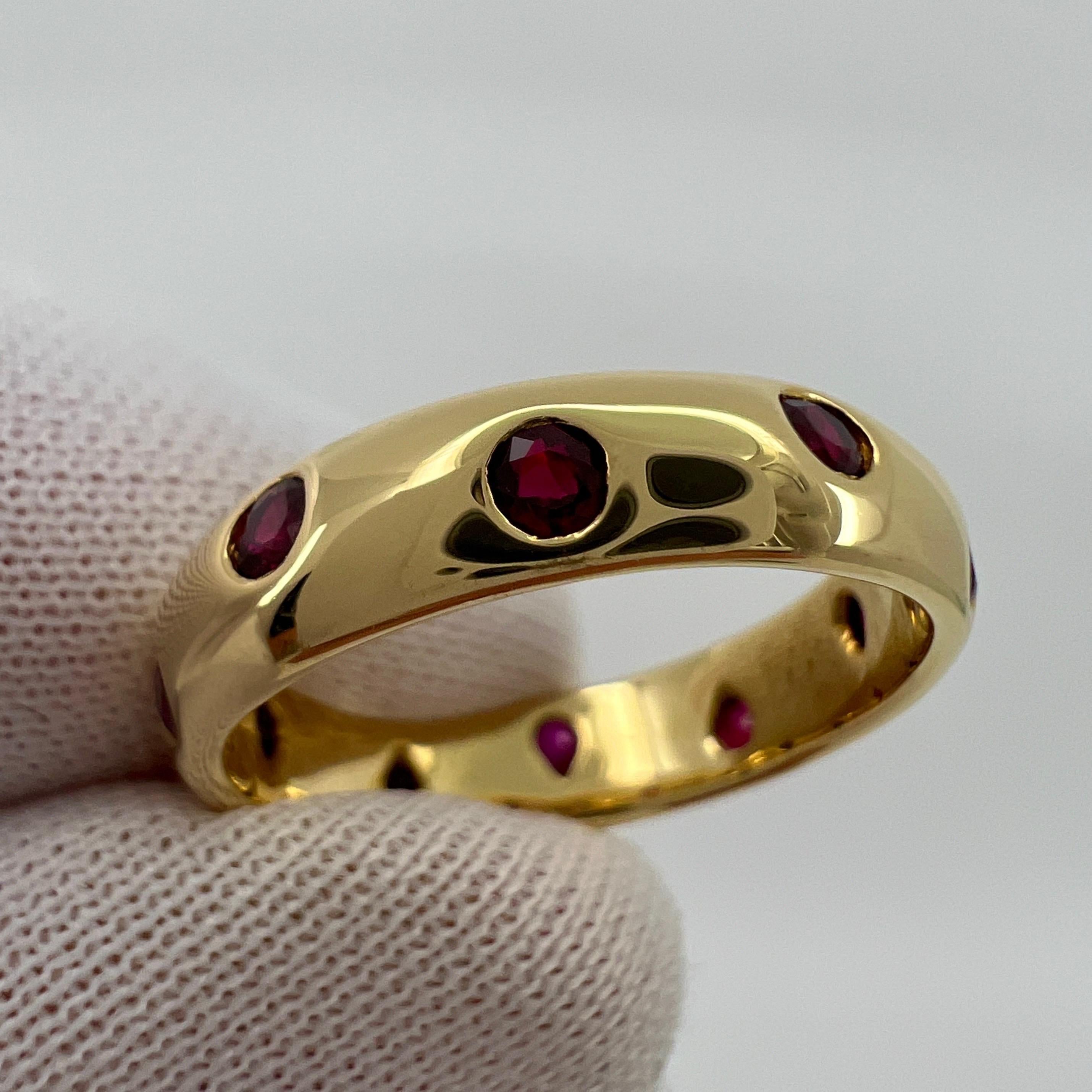 Vintage Rare Tiffany & Co. Fine Red Ruby 18k Yellow Gold Etoile Band Ring 2