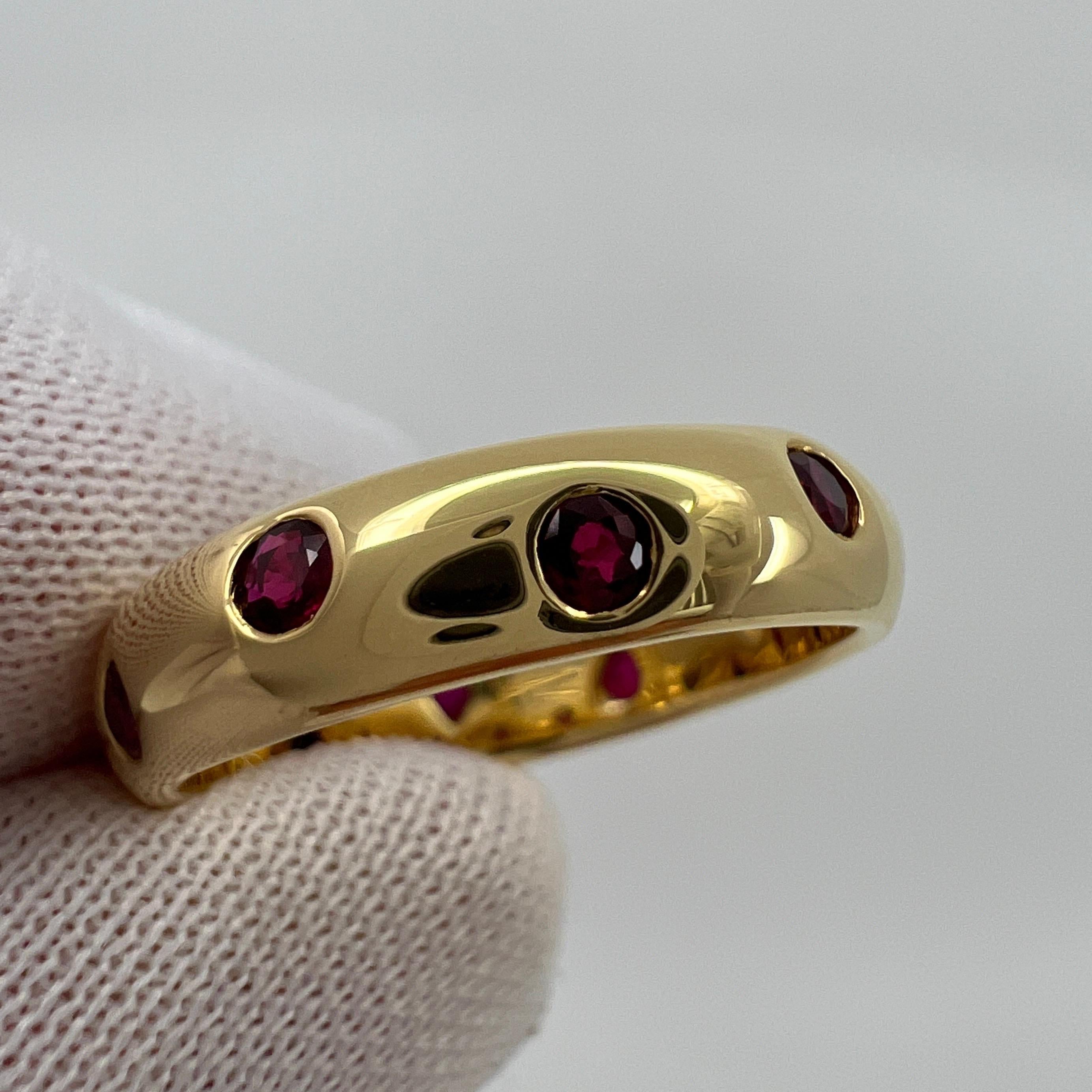 Vintage Rare Tiffany & Co. Fine Red Ruby 18k Yellow Gold Etoile Band Ring 4