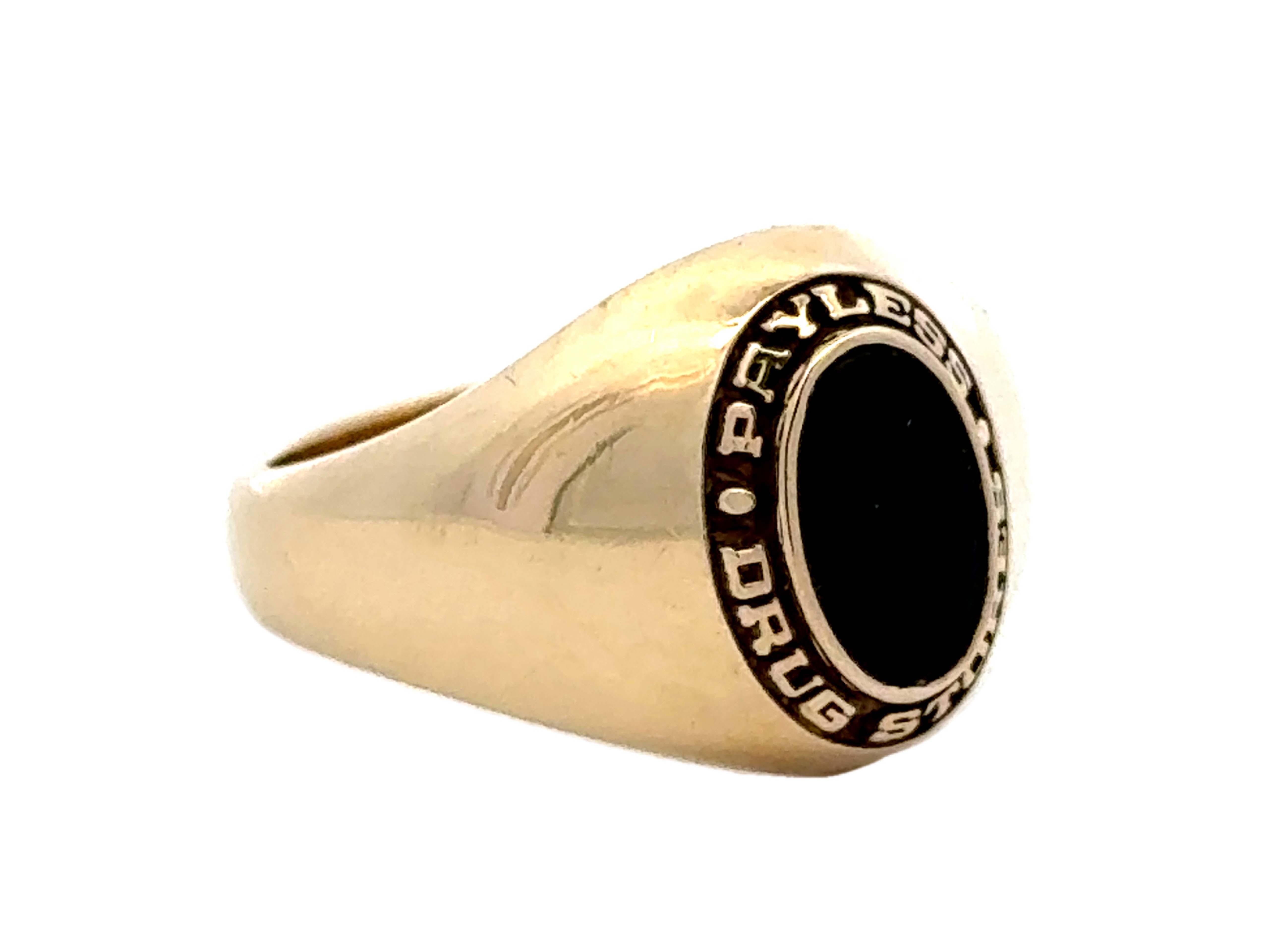 Oval Cut Vintage Rare Tiffany & Co. Payless Drug Stores Onyx Pinky Ring For Sale