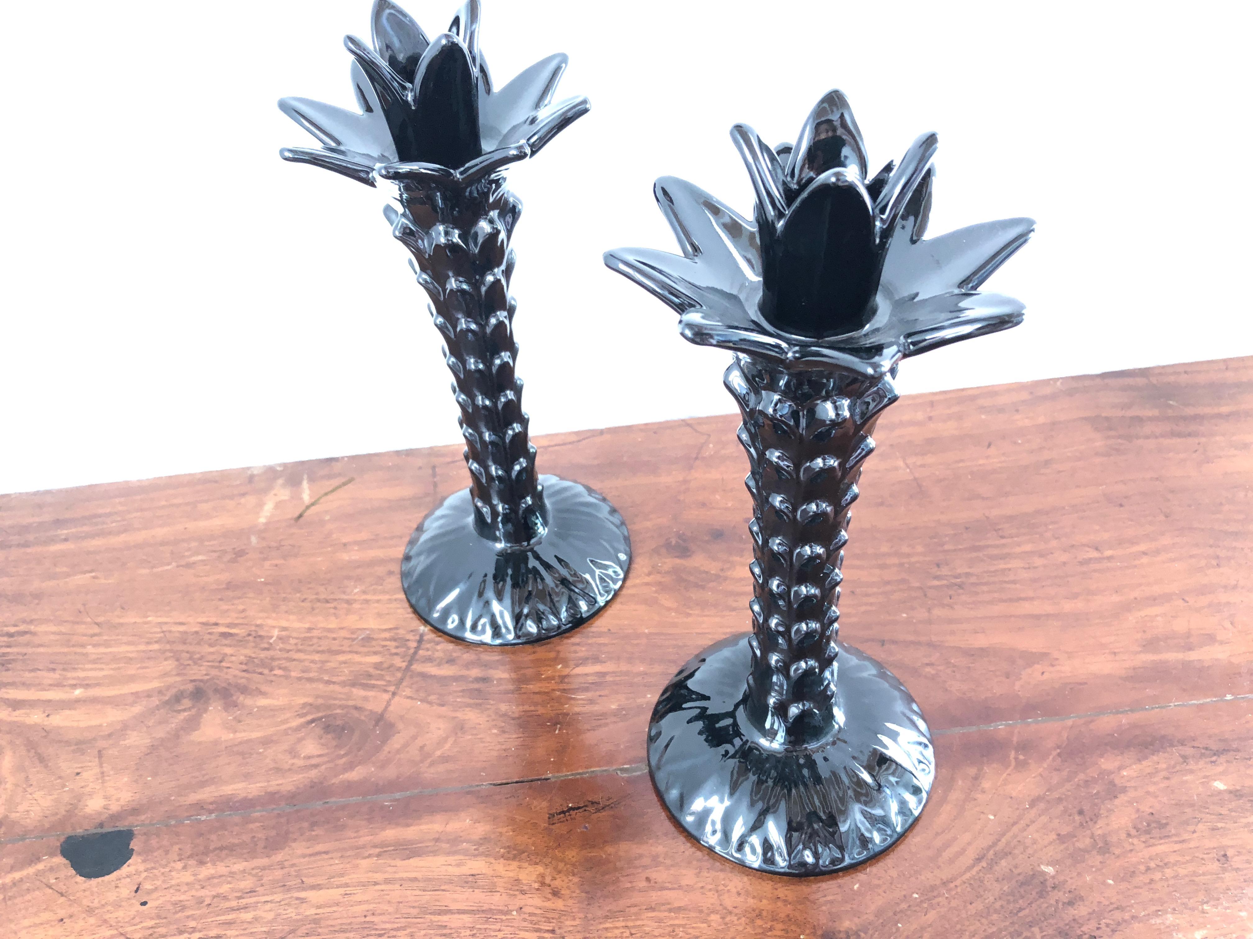 Vintage Rare Tommaso Barbi Black Ceramic Candle Holder Signed, 1960s, Italy In Excellent Condition For Sale In Vis, NL