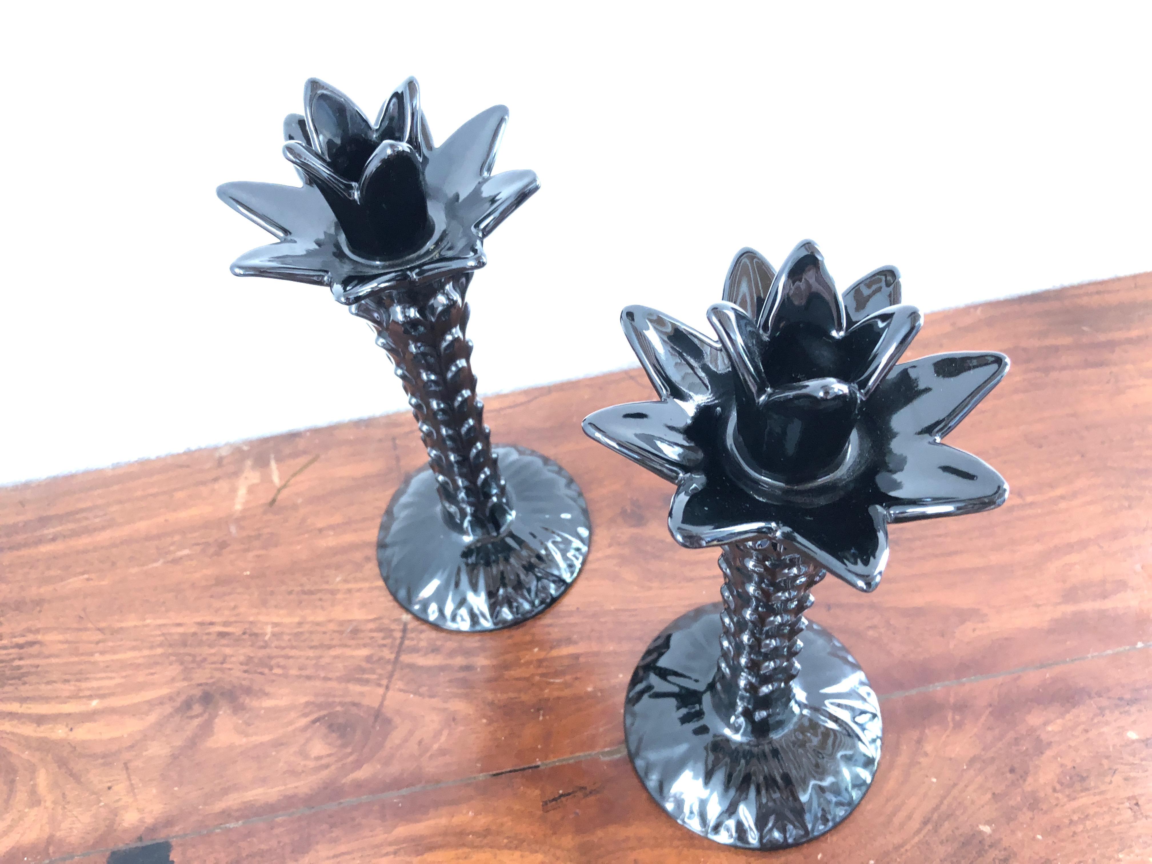 Mid-20th Century Vintage Rare Tommaso Barbi Black Ceramic Candle Holder Signed, 1960s, Italy For Sale