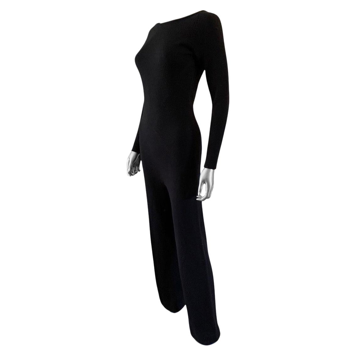 Vintage Rare Jumpsuit Valentino in lana e cashmere nero Italia Taglia M