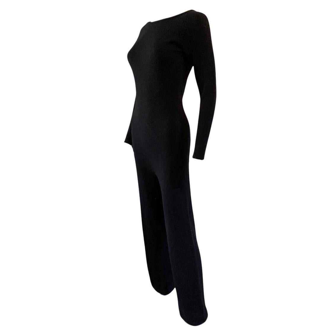 Vintage Rare Valentino Jumpsuit in Black Wool & Cashmere Italy Size M