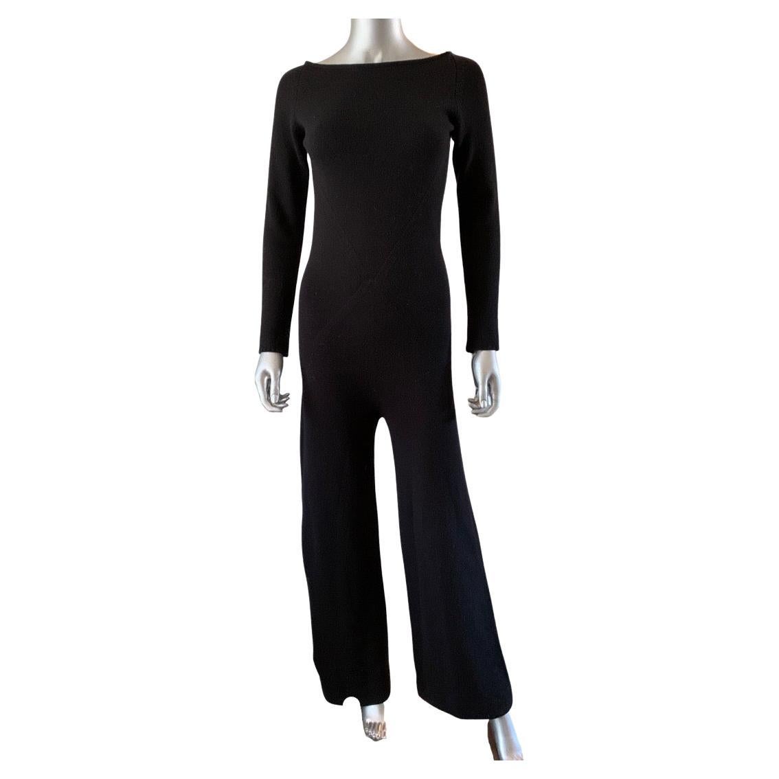 Vintage Rare Valentino Jumpsuit in Black Wool & Cashmere Italy Size M