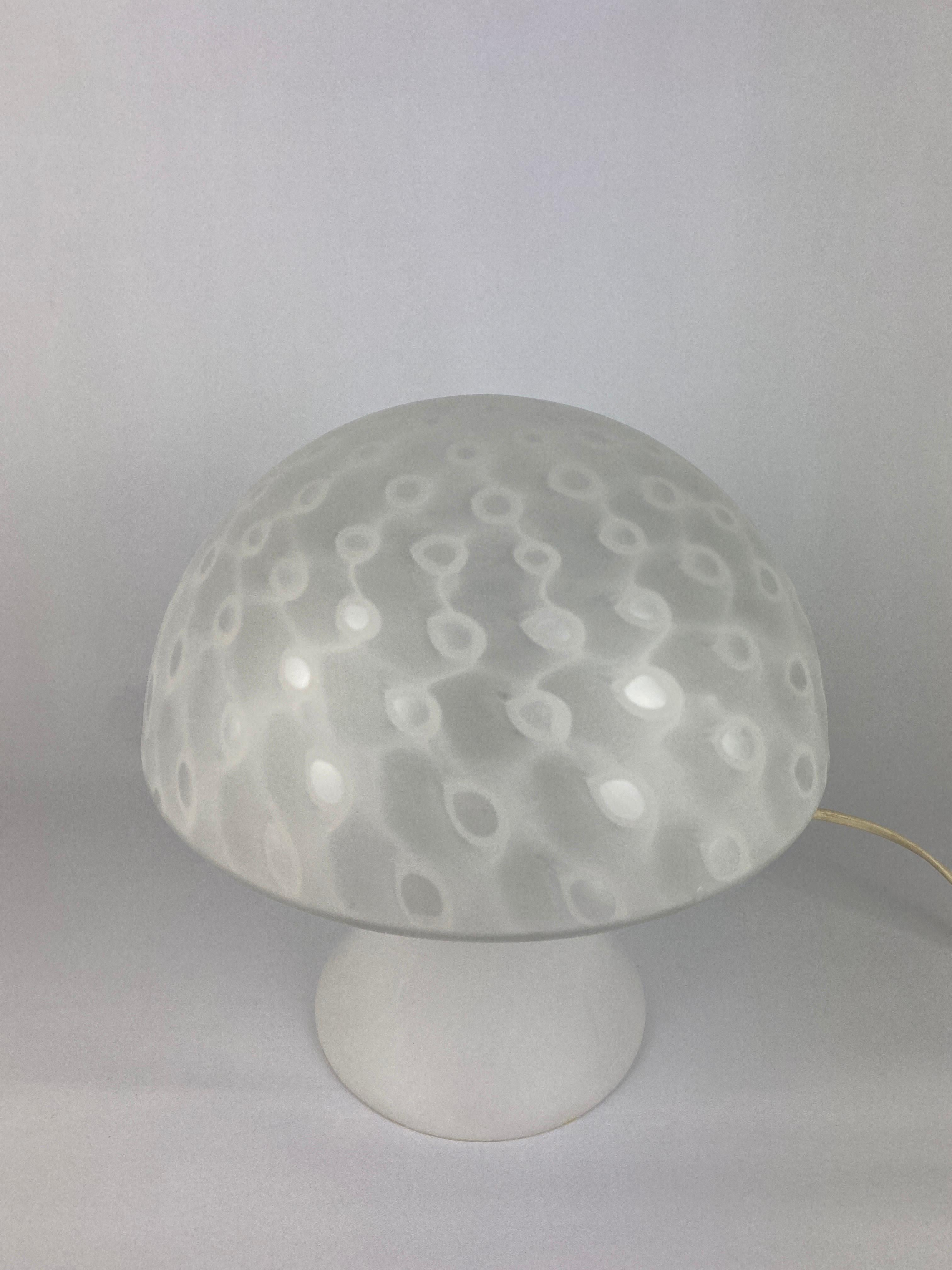 Vintage Rare White Glass Peill and Putzler Mushroom Table Lamp 1970 3