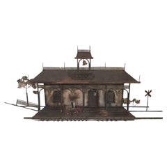 Vintage Rare X-Large Railroad Train Station Metal Wall Sculpture by Curtis Jere