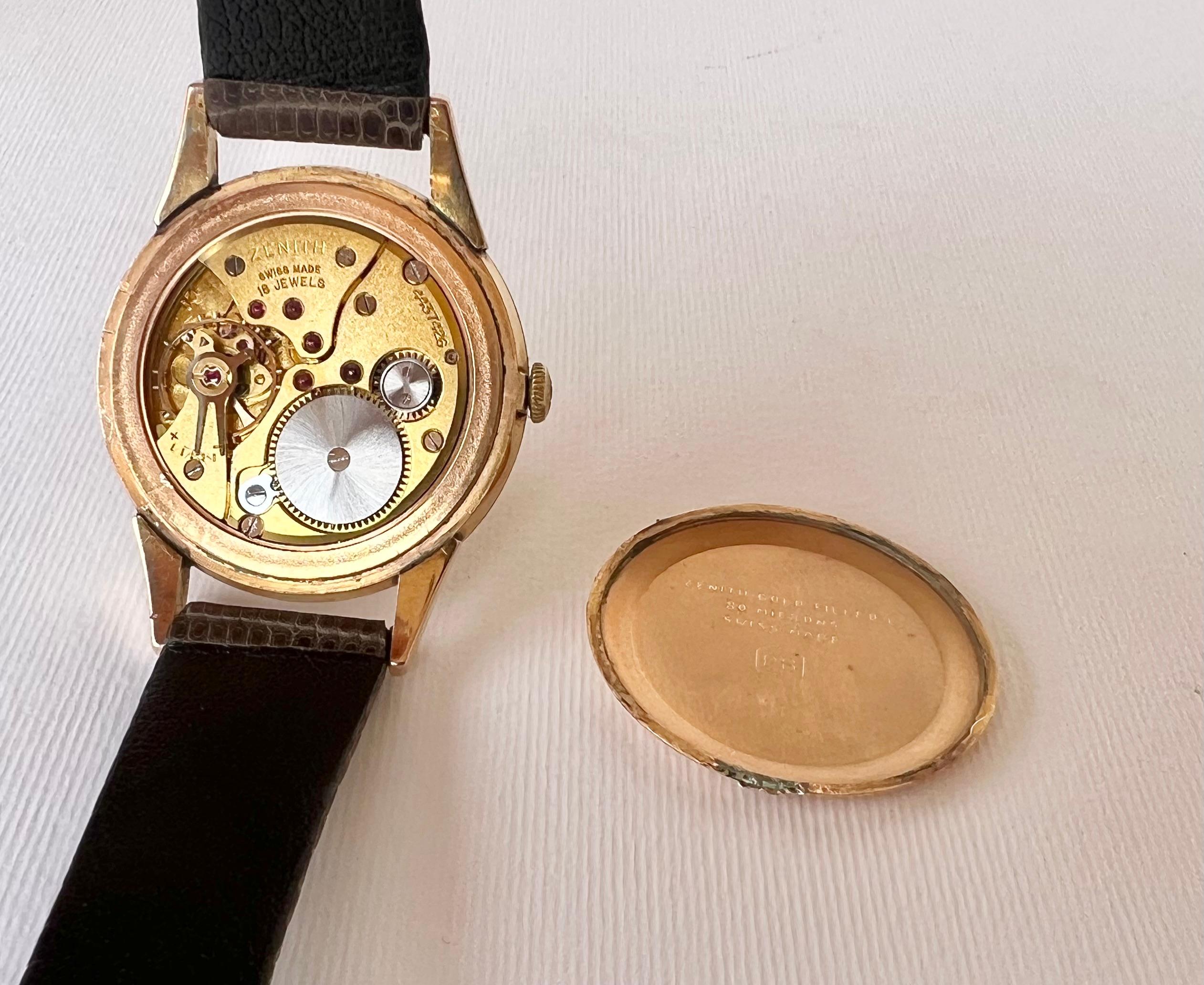vintage zenith 18k gold watch