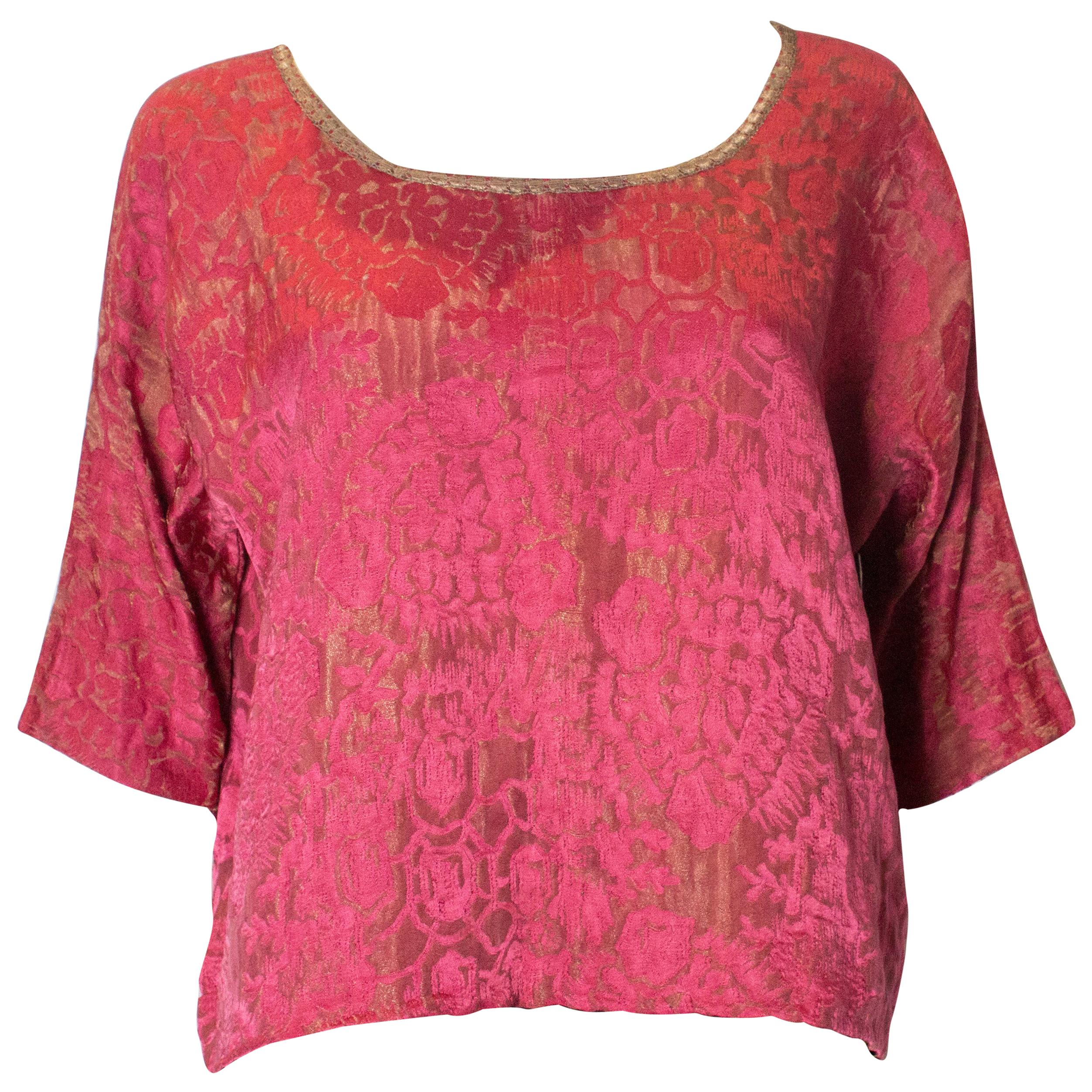 Vintage Raspberry and Gold Top