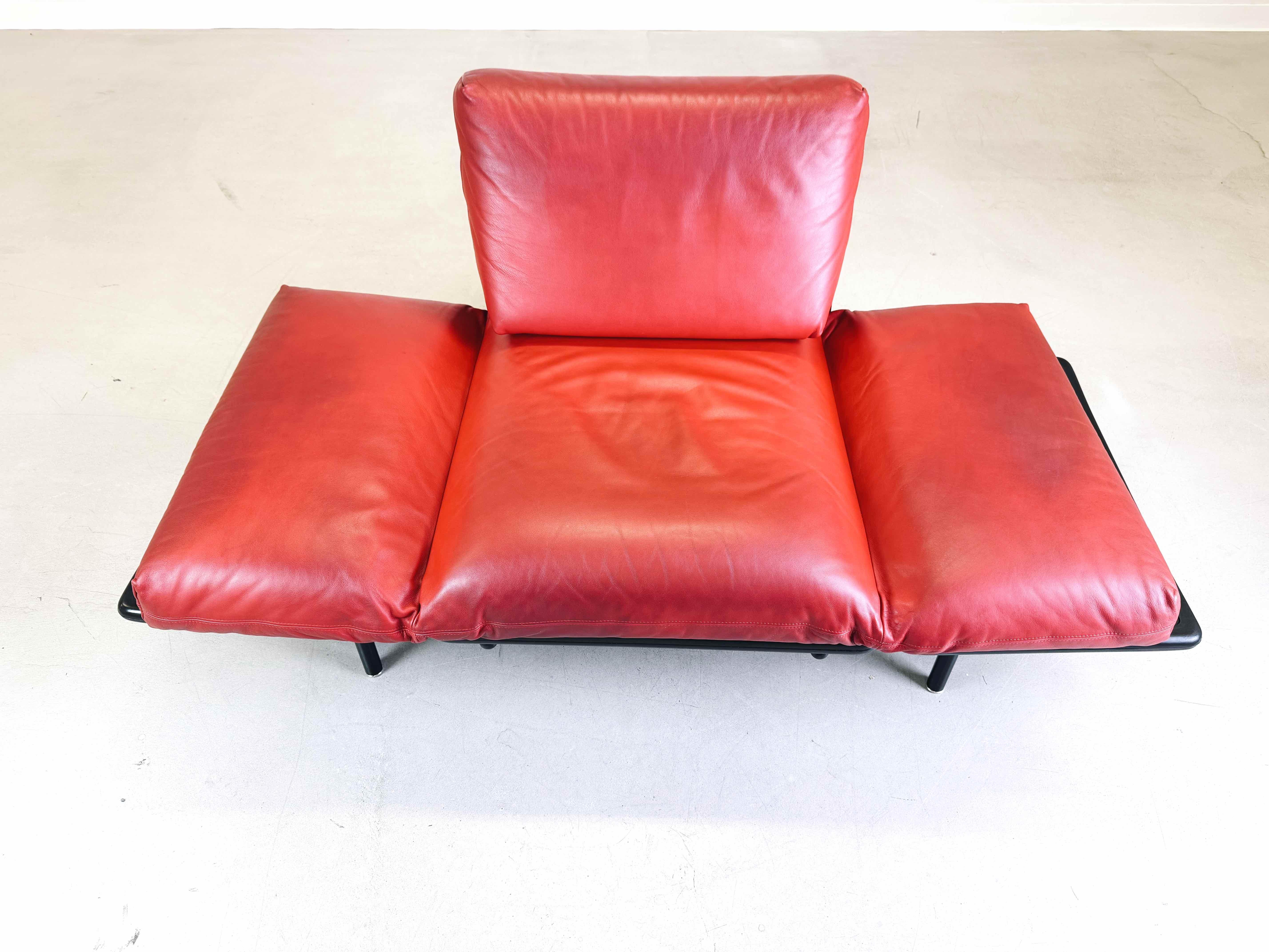 Leather Vintage Rataplan armchair Dema Roberto Tapinassi leather red black