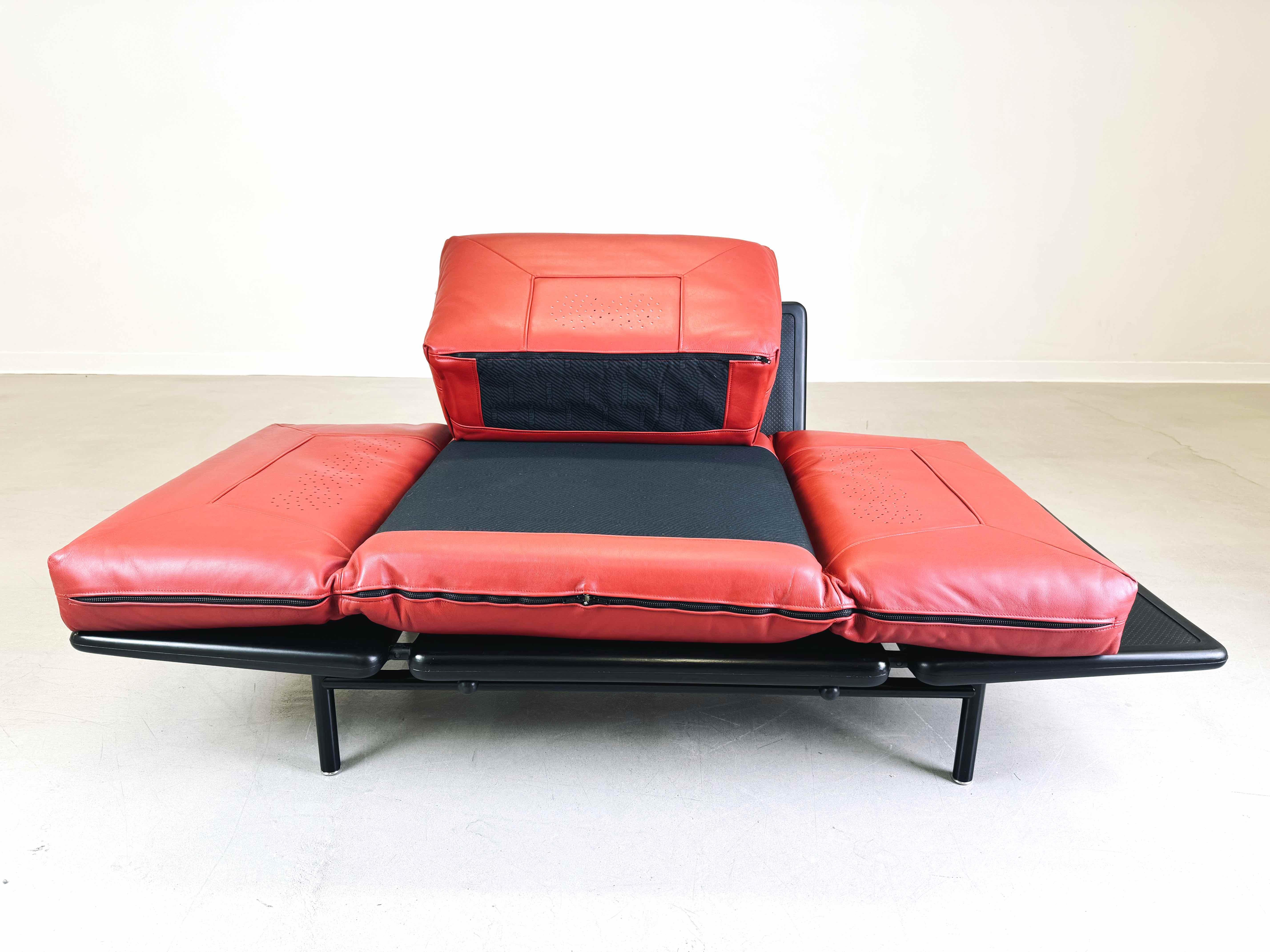 Vintage Rataplan armchair Dema Roberto Tapinassi leather red black 1