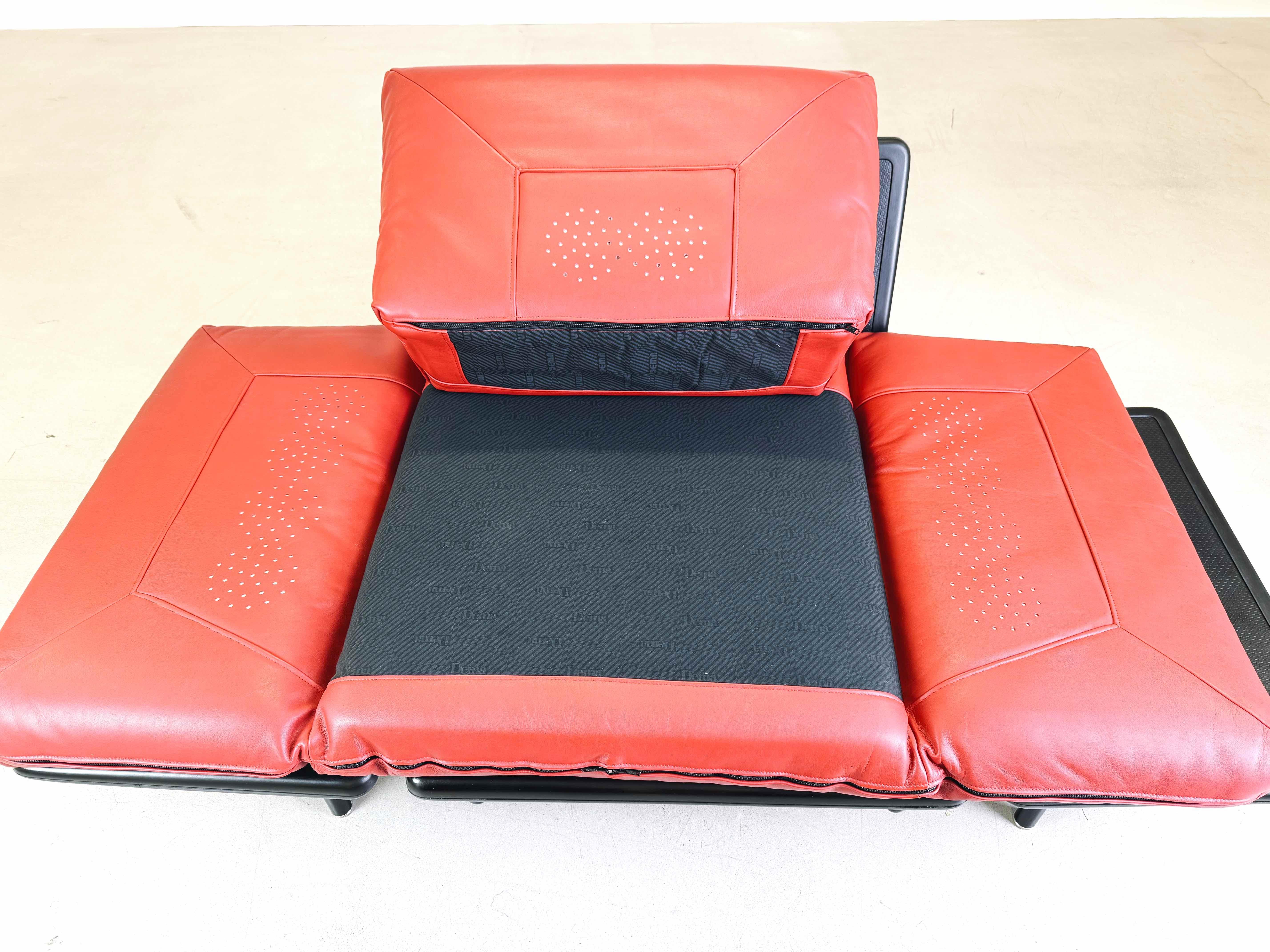 Vintage Rataplan armchair Dema Roberto Tapinassi leather red black 2
