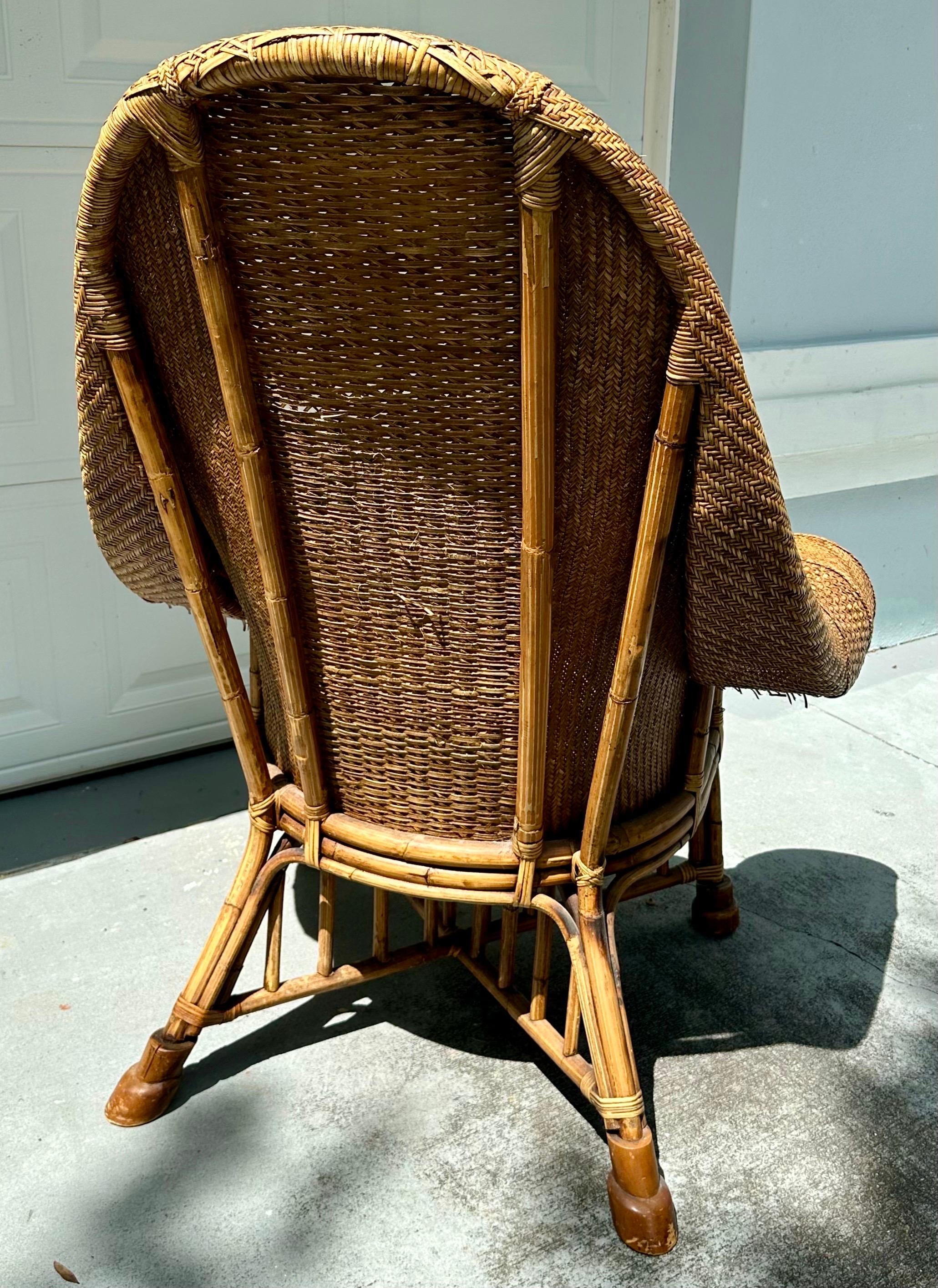 Philippine Vintage Rattan and Bamboo Armchair attr. To Ralph Lauren For Sale