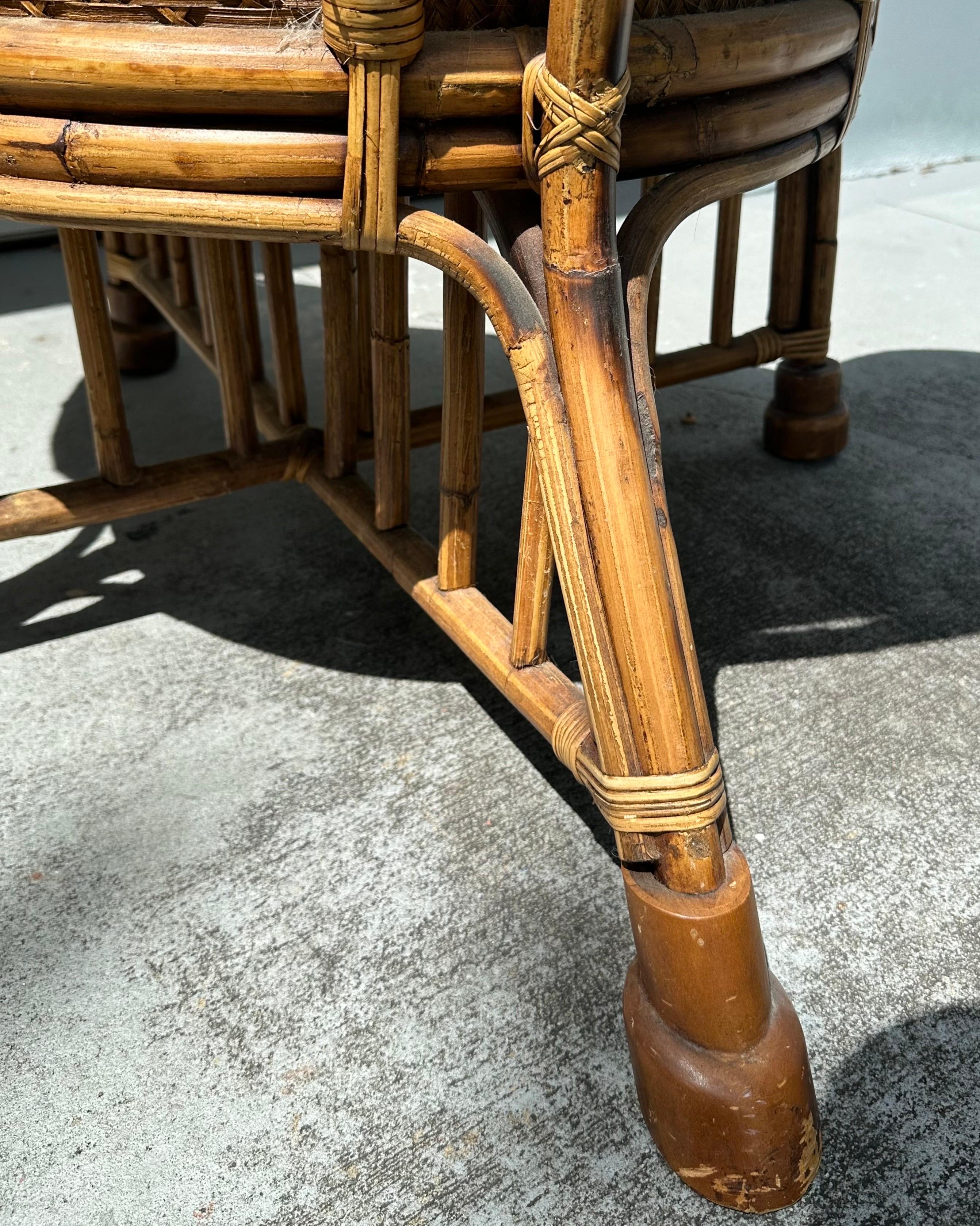 Woven Vintage Rattan and Bamboo Armchair attr. To Ralph Lauren For Sale