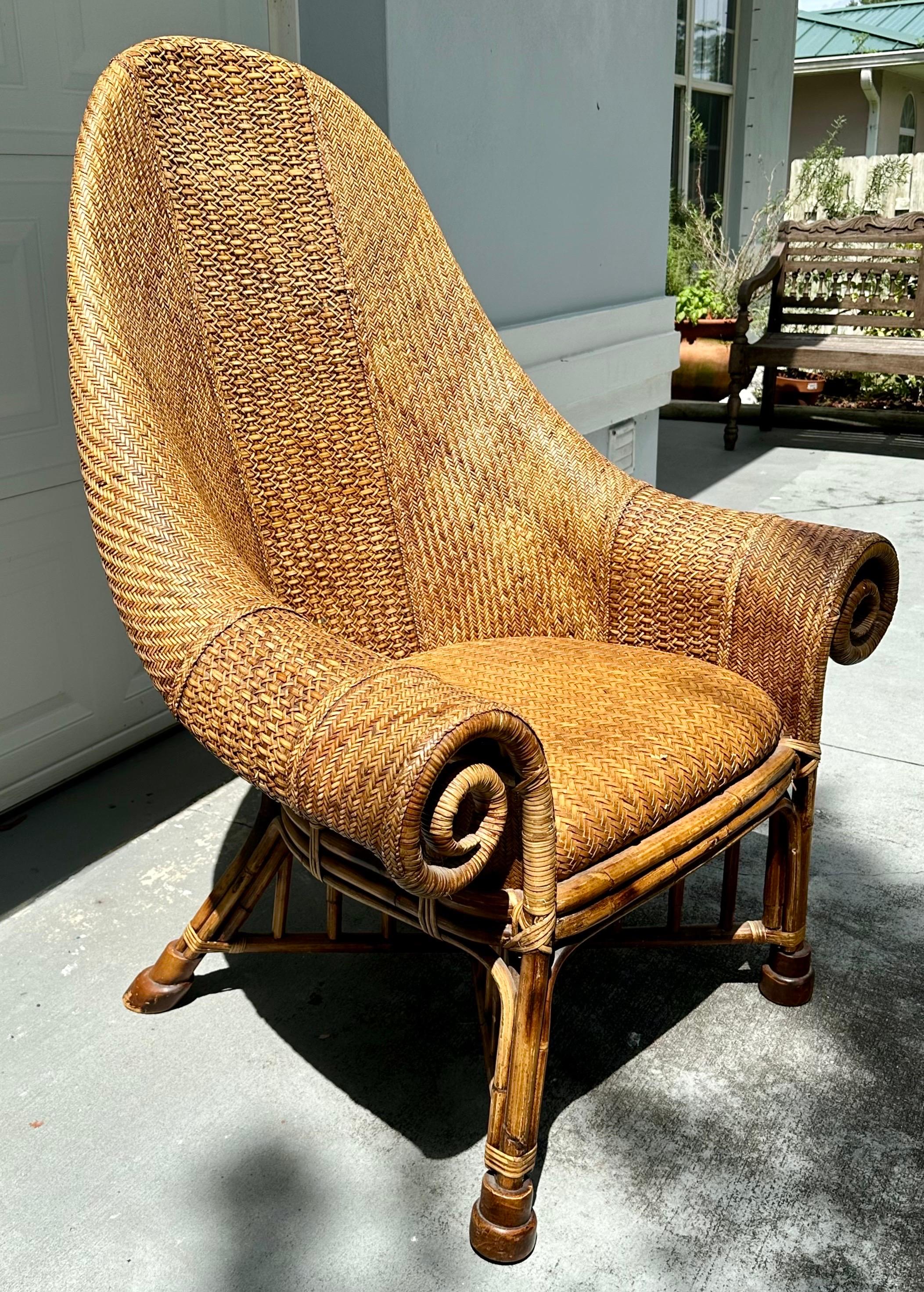 Vintage Rattan and Bamboo Armchair attr. To Ralph Lauren For Sale 1