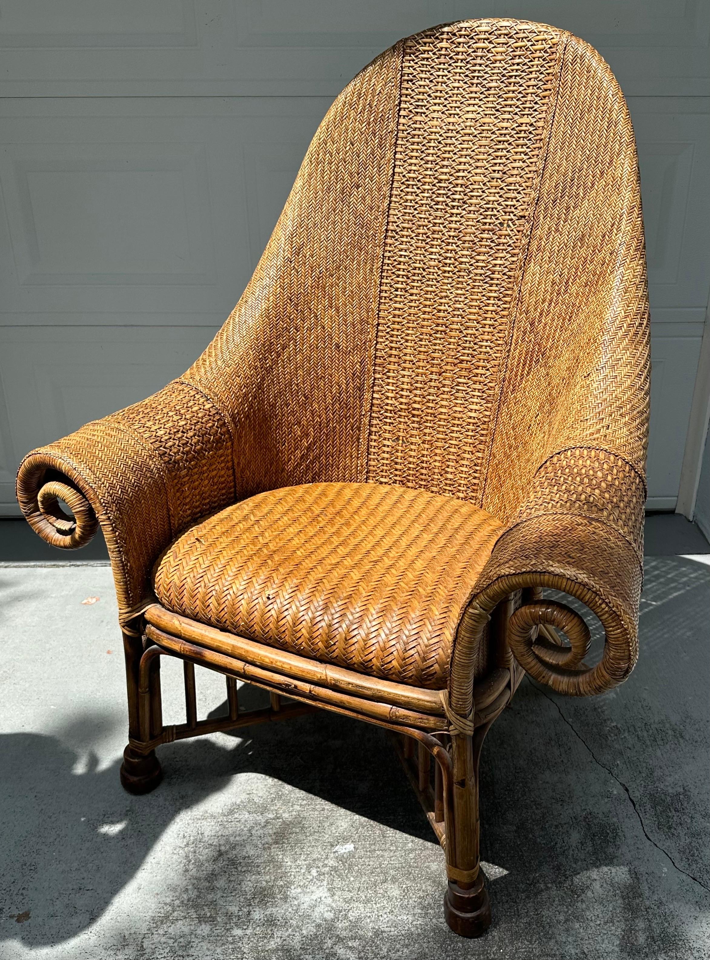 Vintage Rattan and Bamboo Armchair attr. To Ralph Lauren For Sale 2