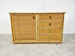 Vintage Rattan and Bamboo Cabinet by Dal Vera, 1970s