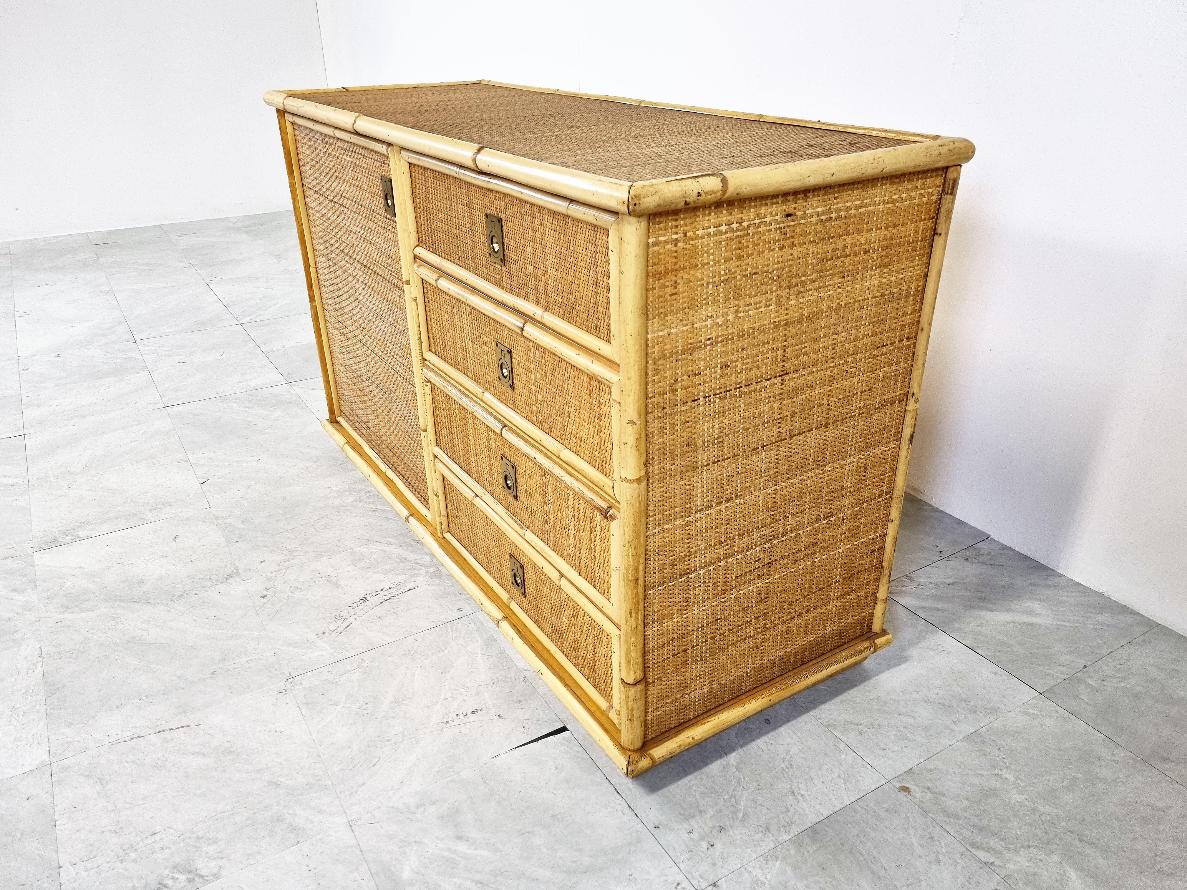 Vintage Rattan and Bamboo Cabinet by Dal Vera, 1970s In Good Condition In HEVERLEE, BE