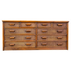 Vintage rattan and bamboo chest of drawers, 1970s