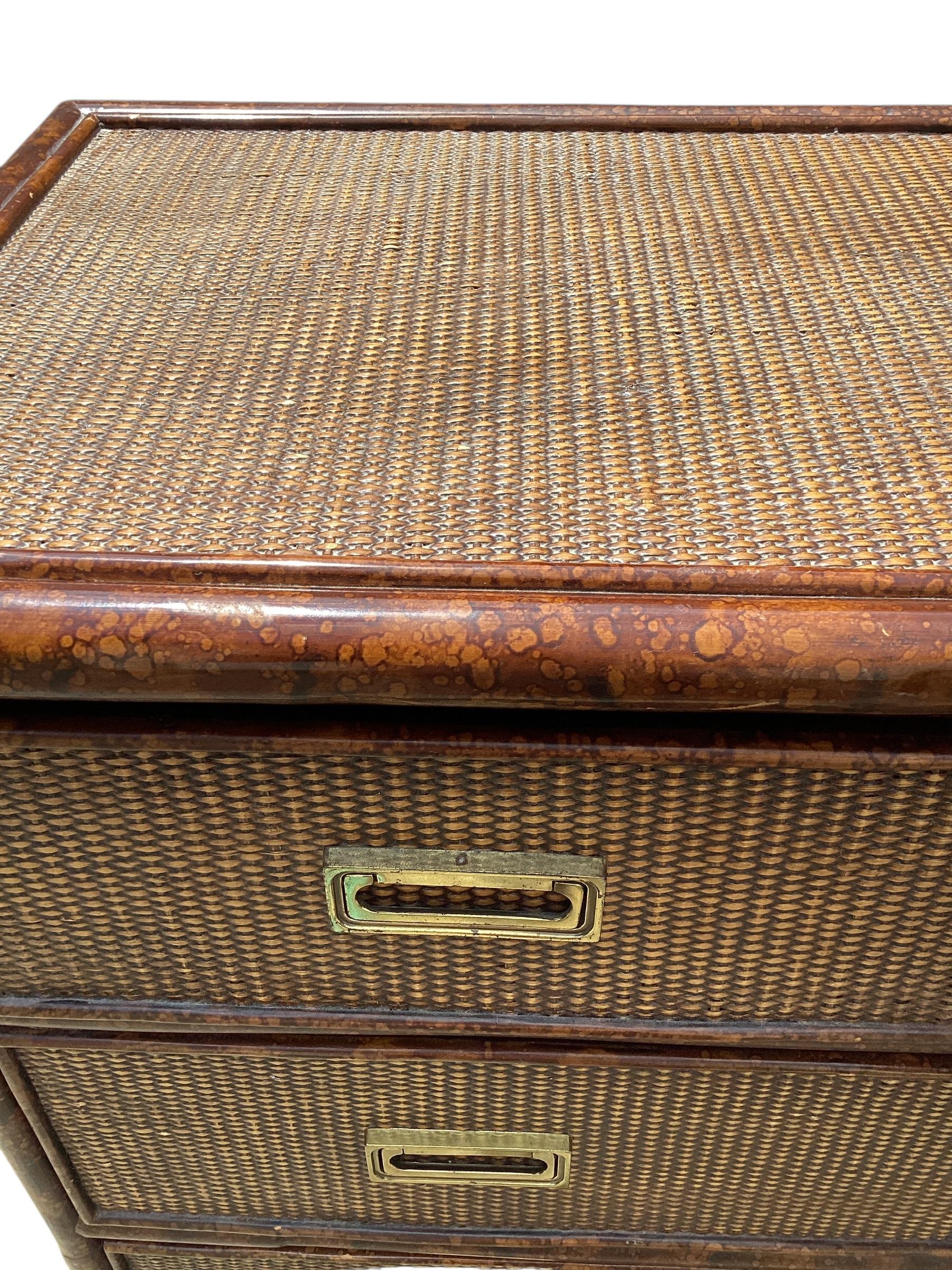 Vintage Rattan and Bamboo Chest of Drawers For Sale 4