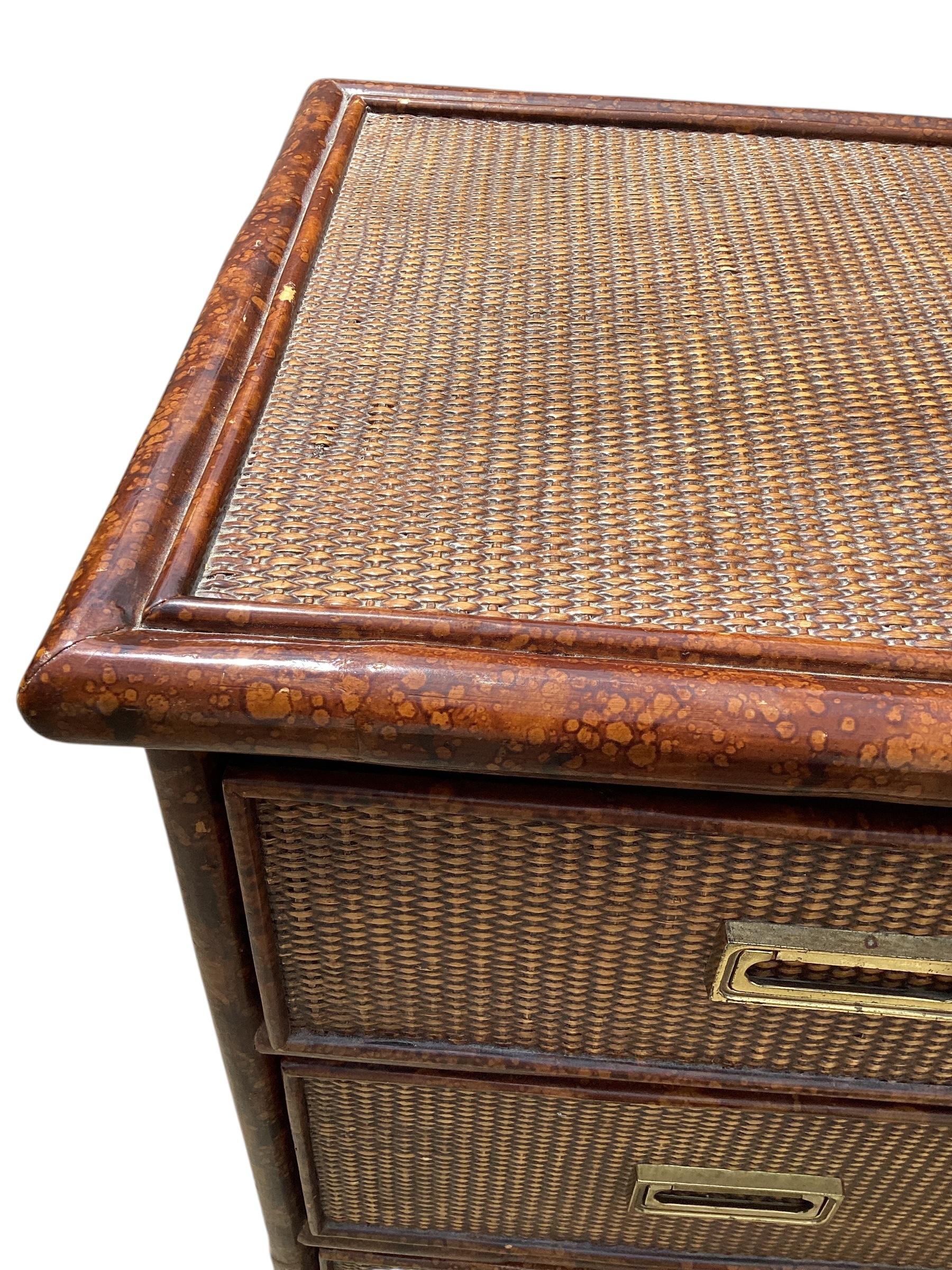 Vintage Rattan and Bamboo Chest of Drawers For Sale 5