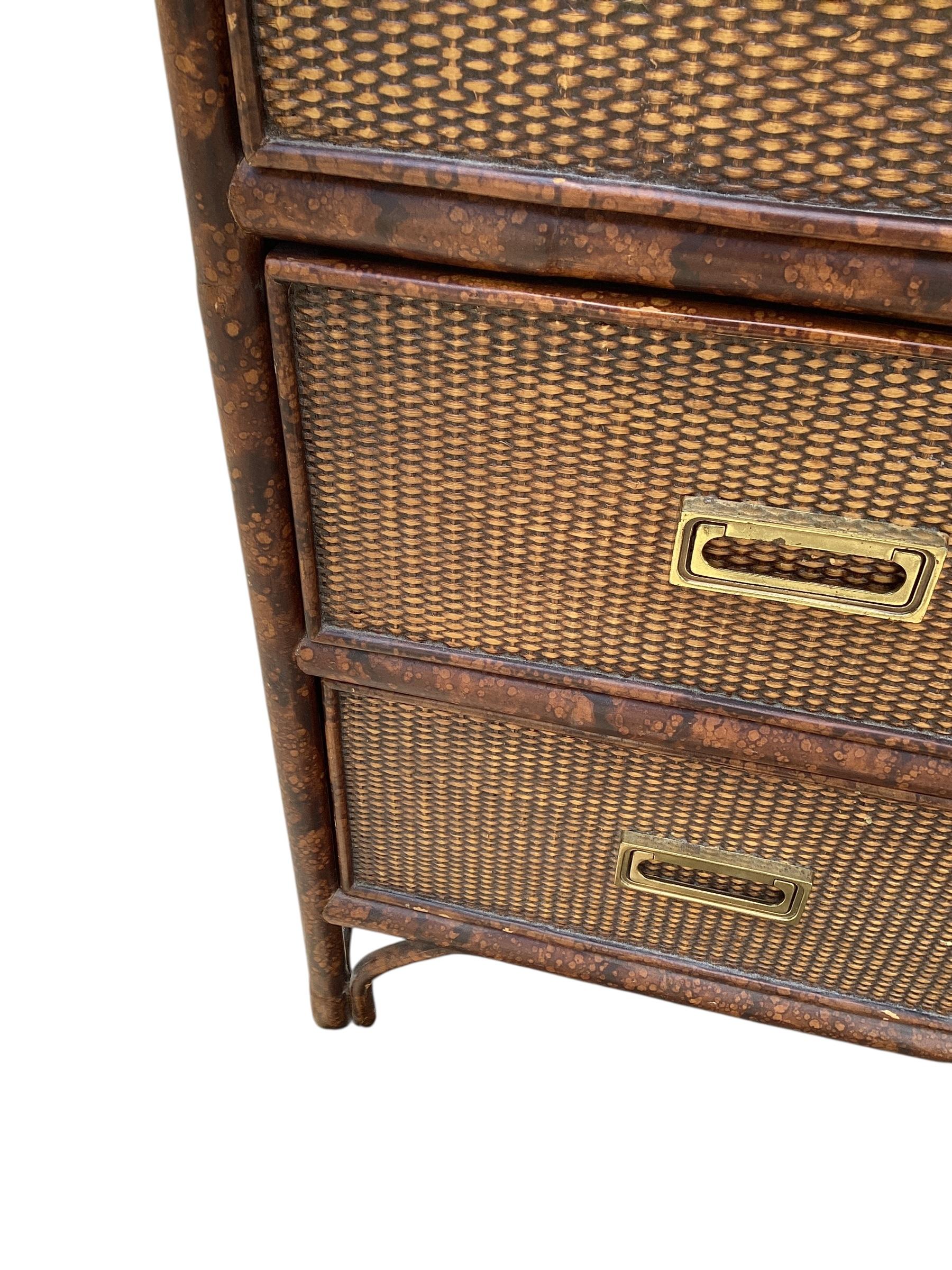Vintage Rattan and Bamboo Chest of Drawers For Sale 6