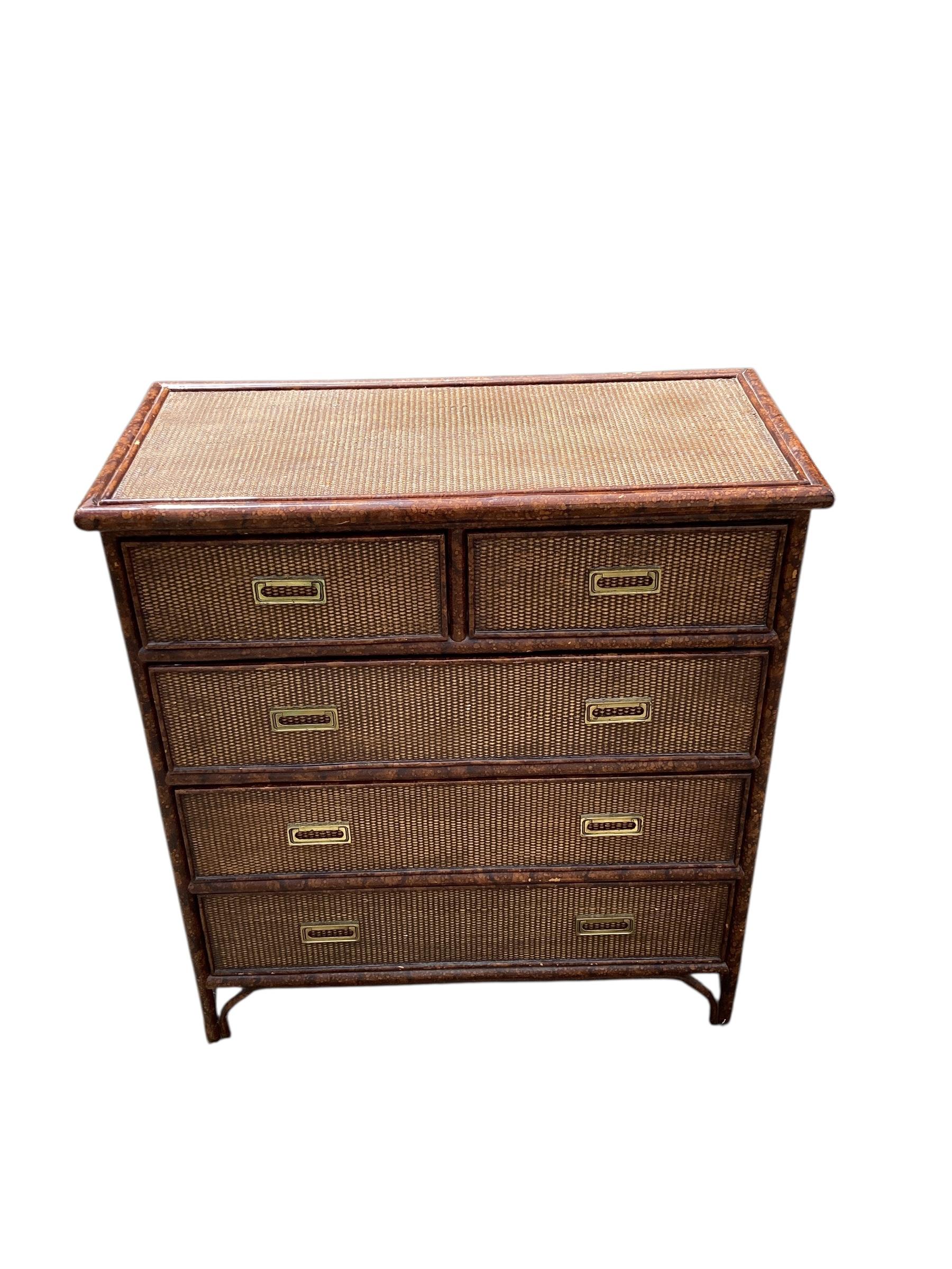 Philippine Vintage Rattan and Bamboo Chest of Drawers For Sale