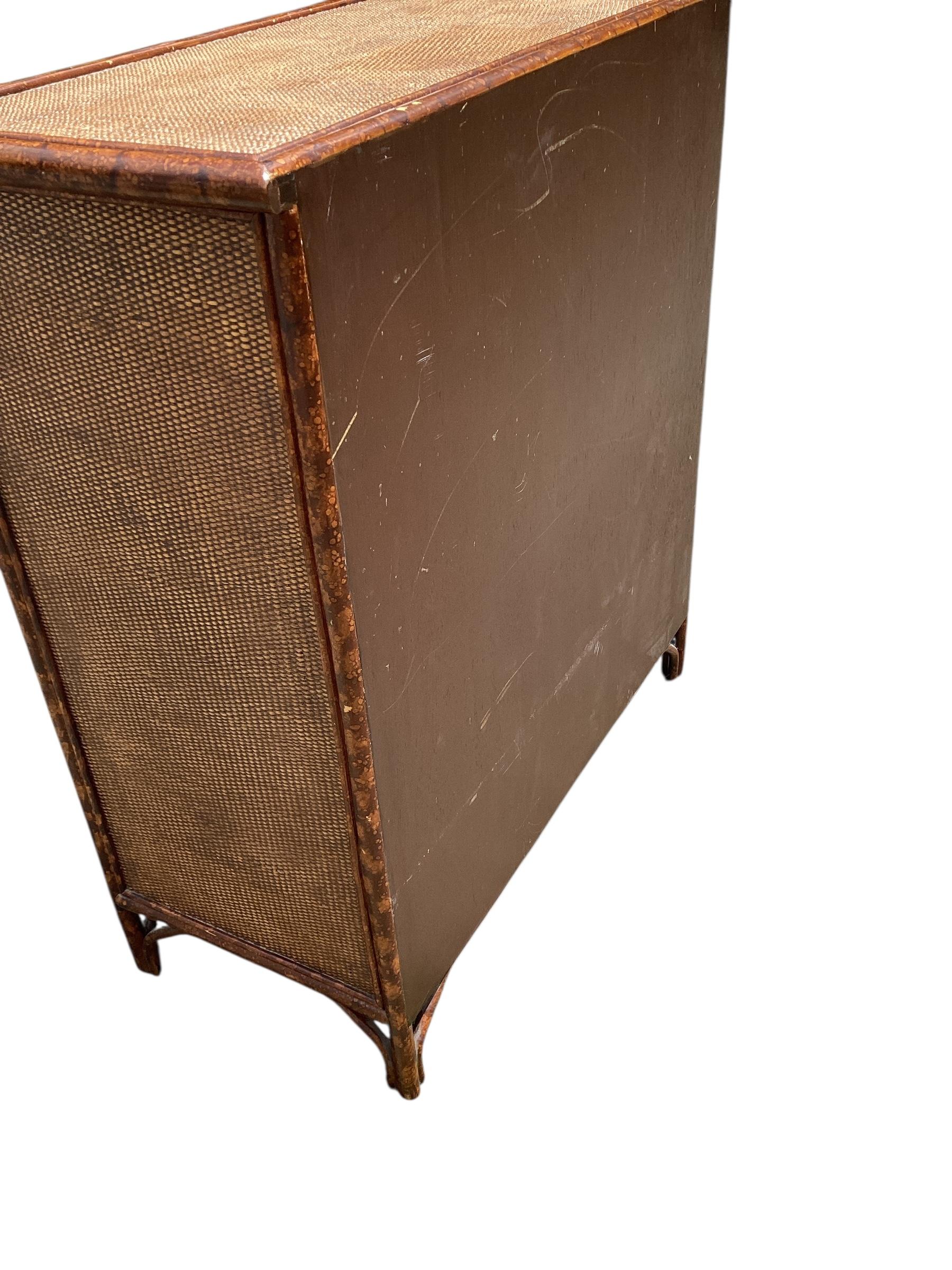 Late 20th Century Vintage Rattan and Bamboo Chest of Drawers For Sale