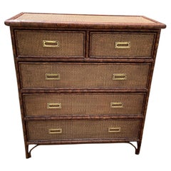 Vintage Rattan and Bamboo Chest of Drawers