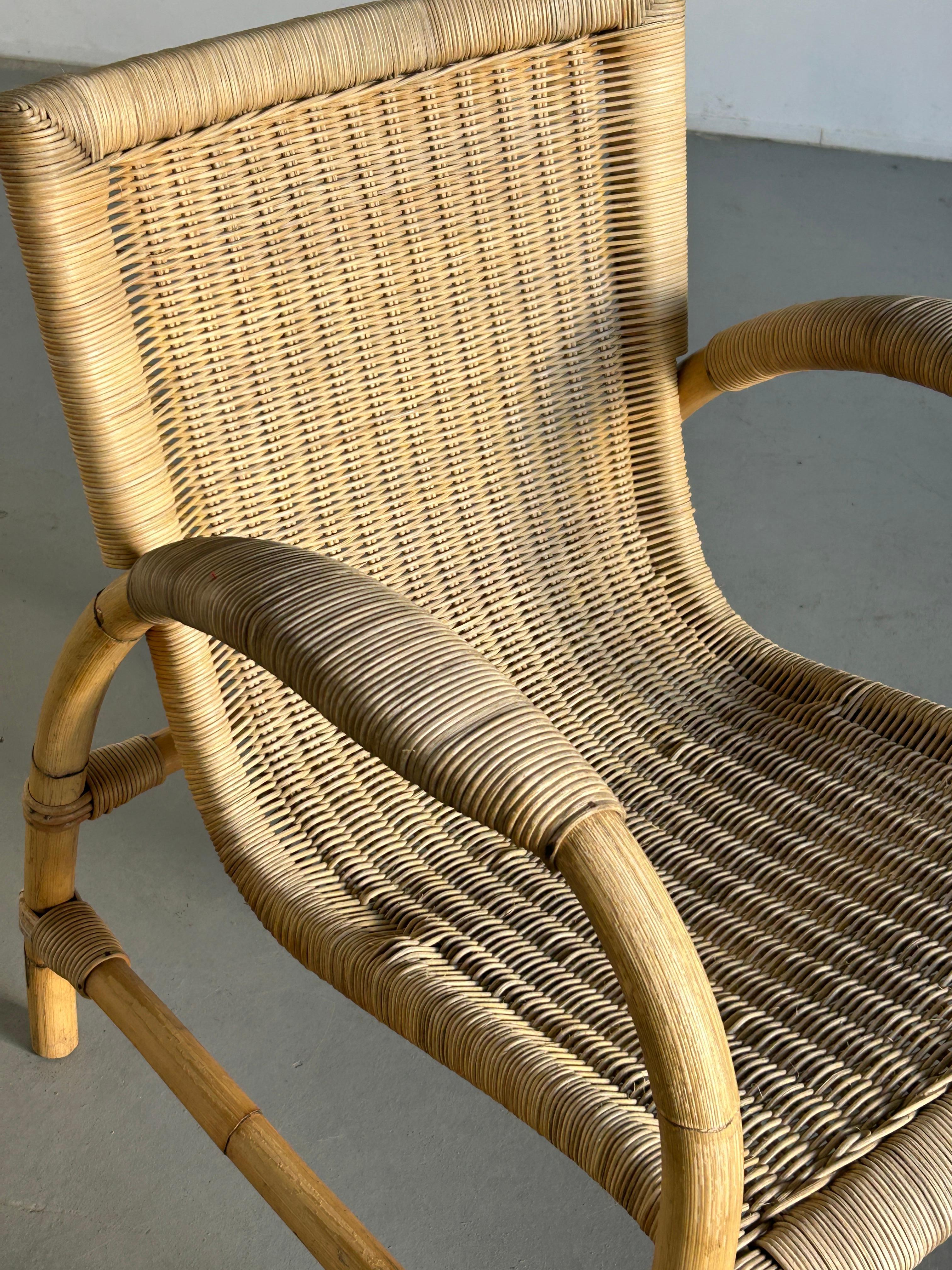 Vintage Rattan and Bamboo Lounge Armchair from Arco, 1950s Germany Mid-Century  4