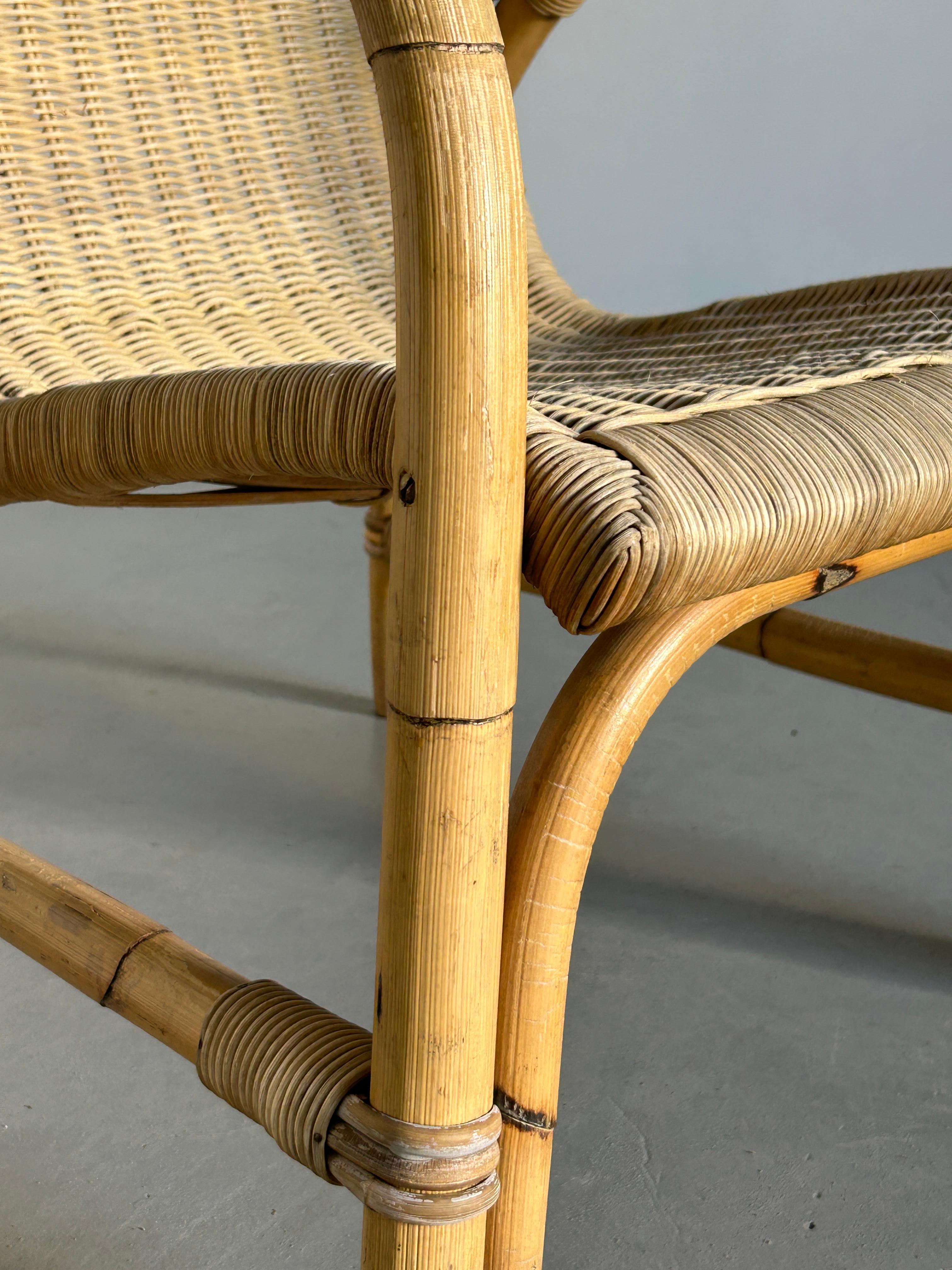 Vintage Rattan and Bamboo Lounge Armchair from Arco, 1950s Germany Mid-Century  6