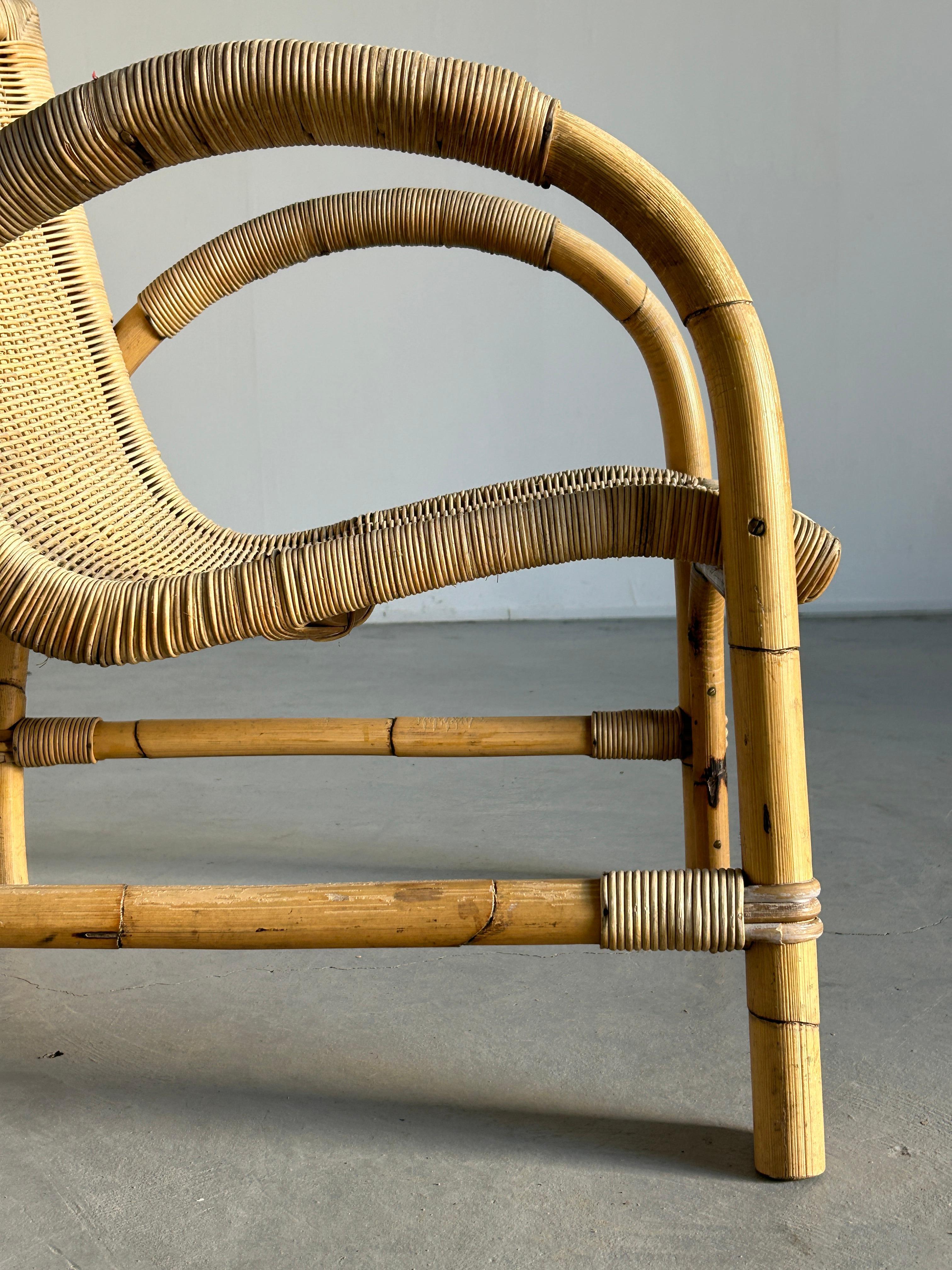 Vintage Rattan and Bamboo Lounge Armchair from Arco, 1950s Germany Mid-Century  7