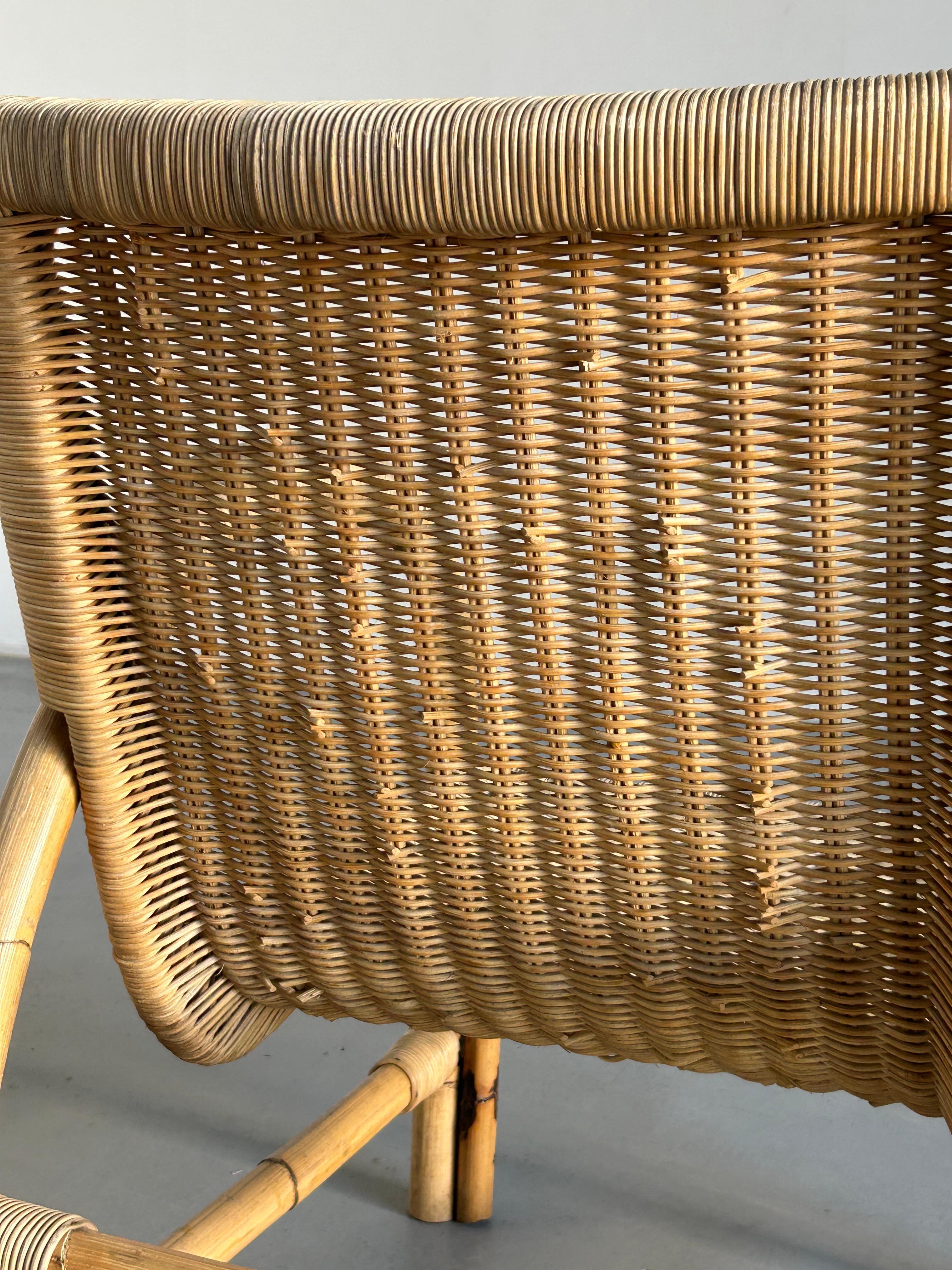 Vintage Rattan and Bamboo Lounge Armchair from Arco, 1950s Germany Mid-Century  9