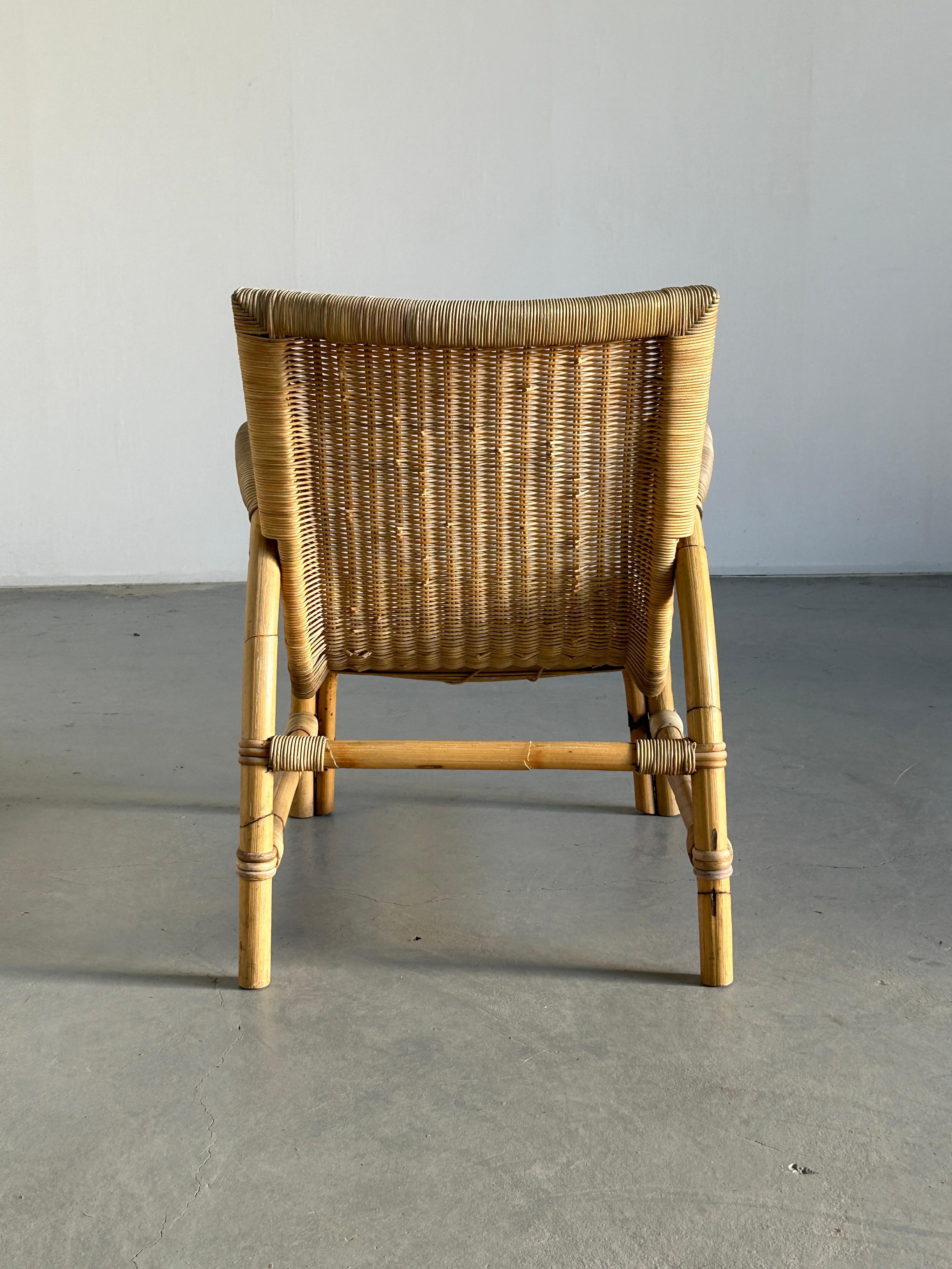 Vintage Rattan and Bamboo Lounge Armchair from Arco, 1950s Germany Mid-Century  1