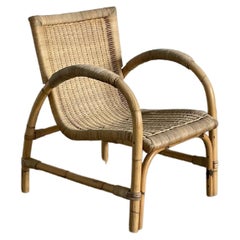 Vintage Rattan and Bamboo Lounge Armchair from Arco, 1950s Germany Mid-Century 