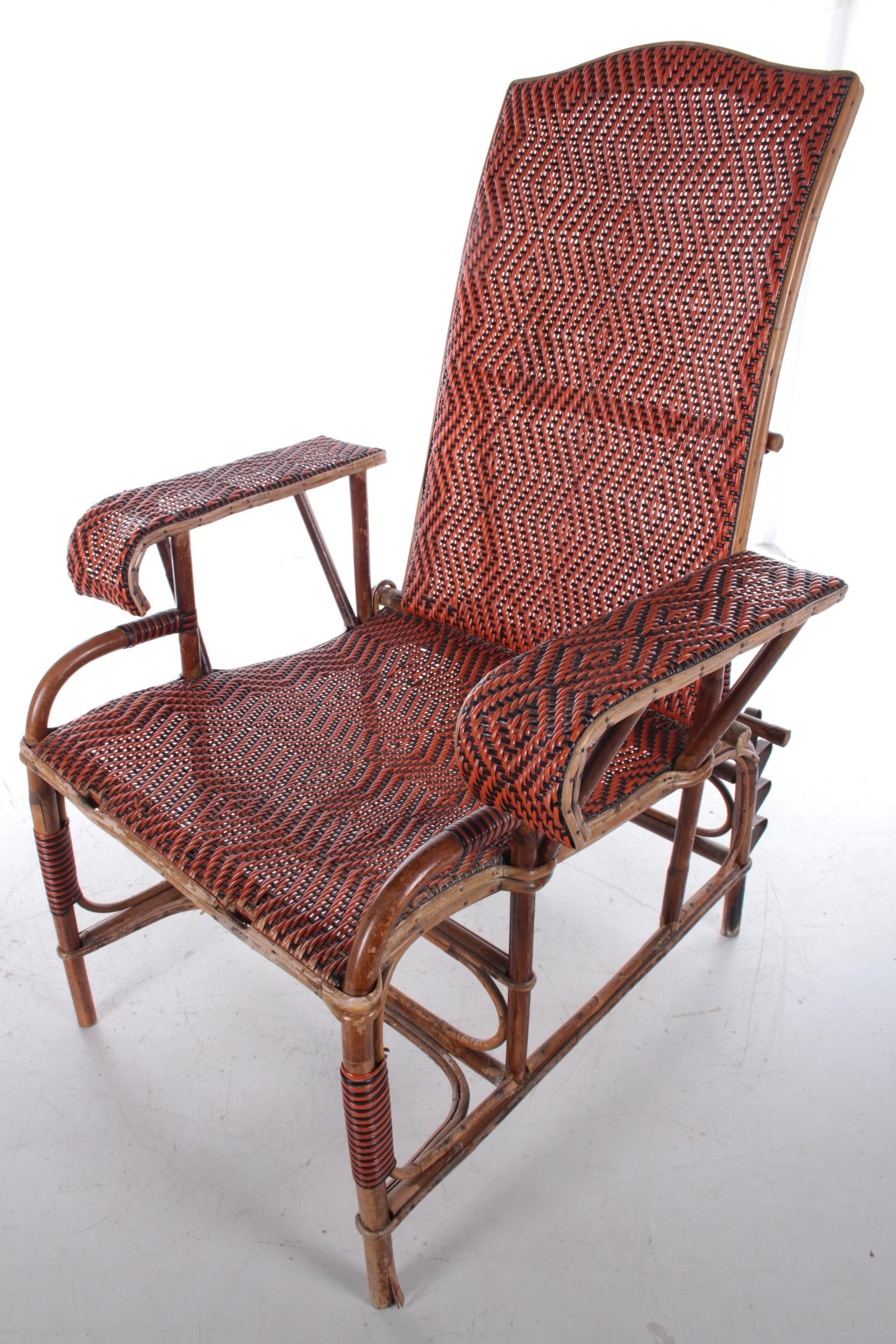 Vintage Rattan and Bamboo Lounge Chair, 1960s 9