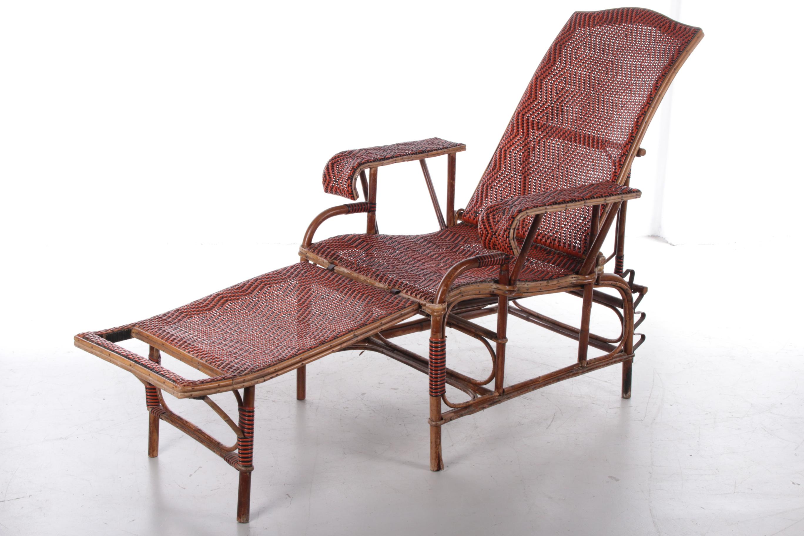Mid-Century Modern Vintage Rattan and Bamboo Lounge Chair, 1960s