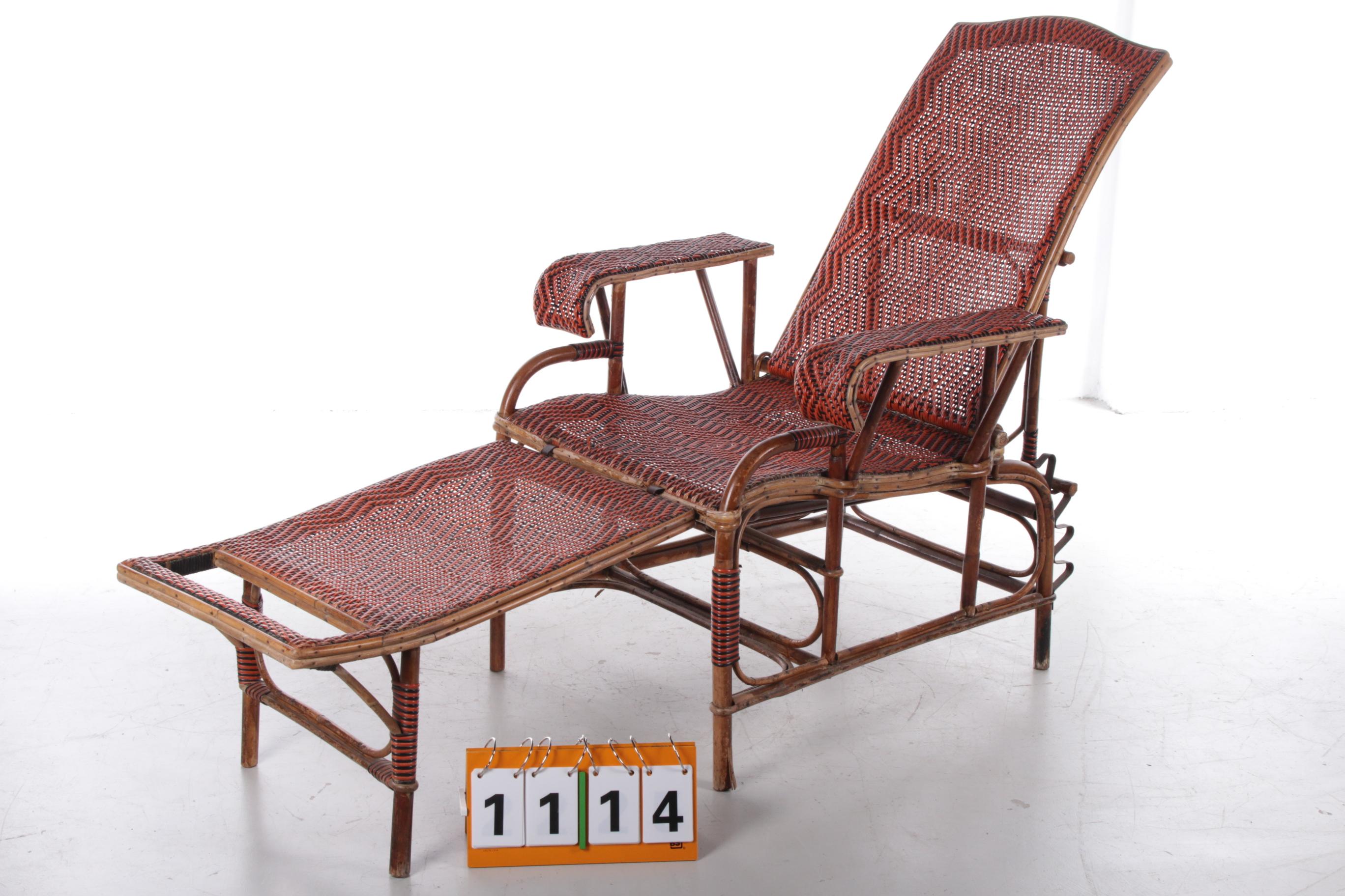 French Vintage Rattan and Bamboo Lounge Chair, 1960s