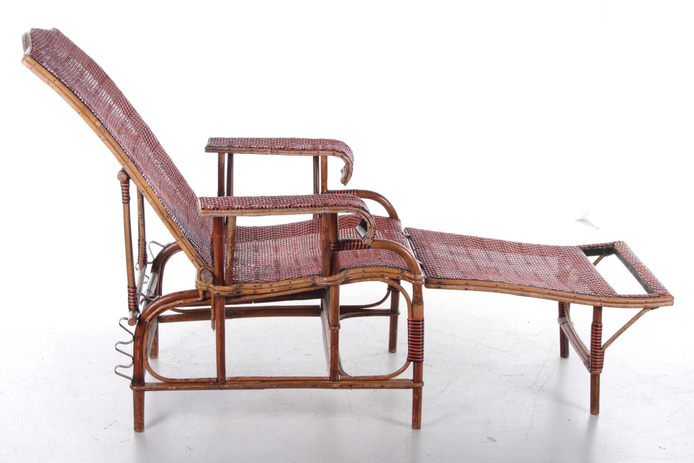 Mid-20th Century Vintage Rattan and Bamboo Lounge Chair, 1960s