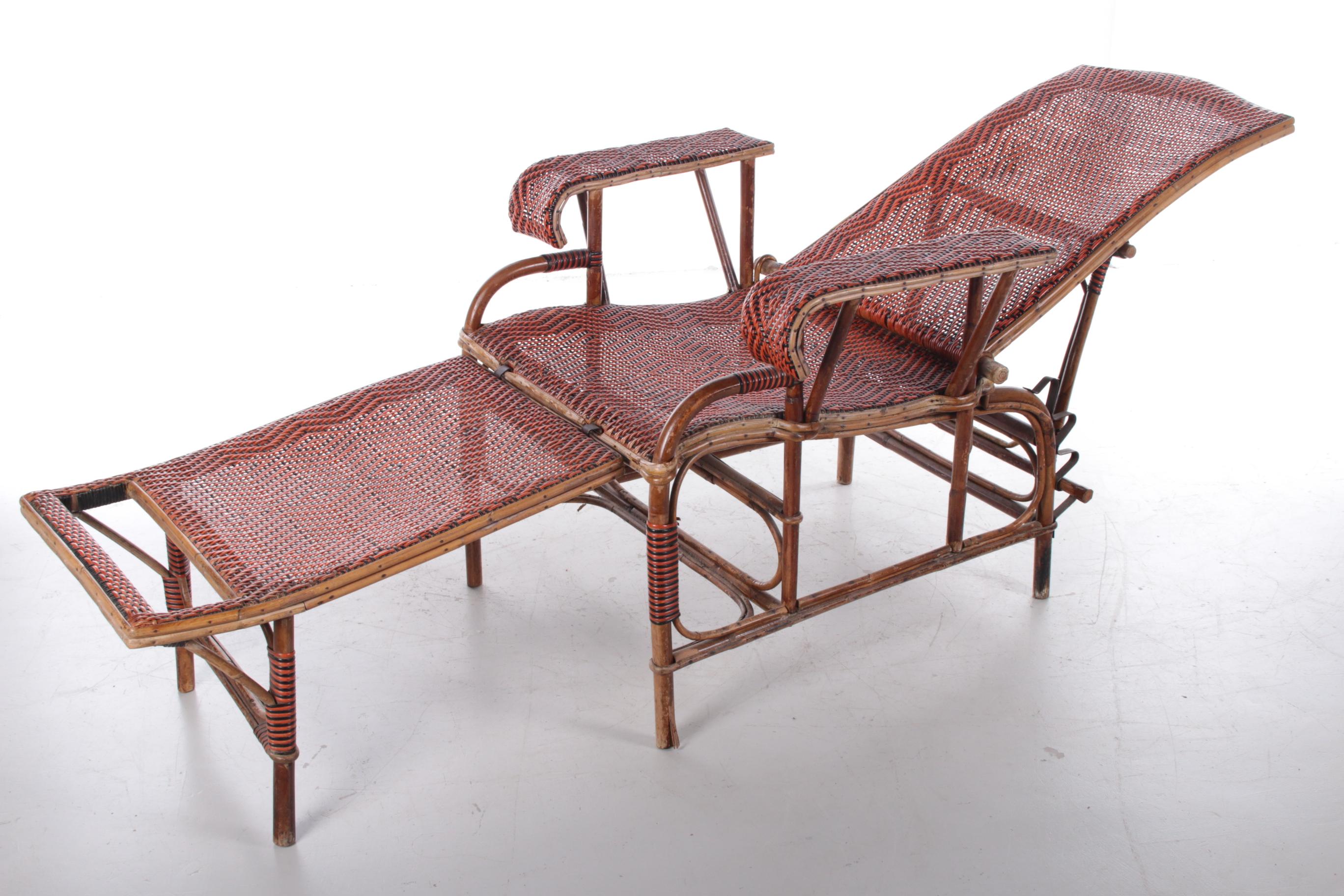 Vintage Rattan and Bamboo Lounge Chair, 1960s 3