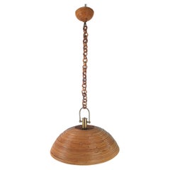 Vintage Rattan and Bamboo Pendant Light, Italy 1970