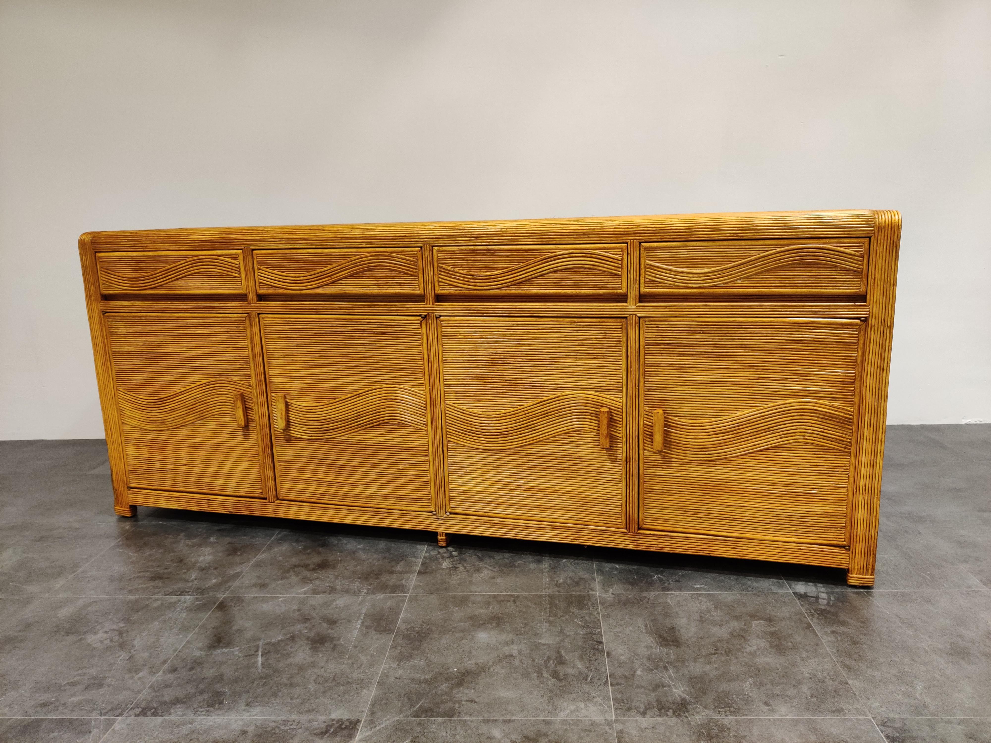 Vintage Rattan and Bamboo Sideboard, 1970s In Excellent Condition In HEVERLEE, BE