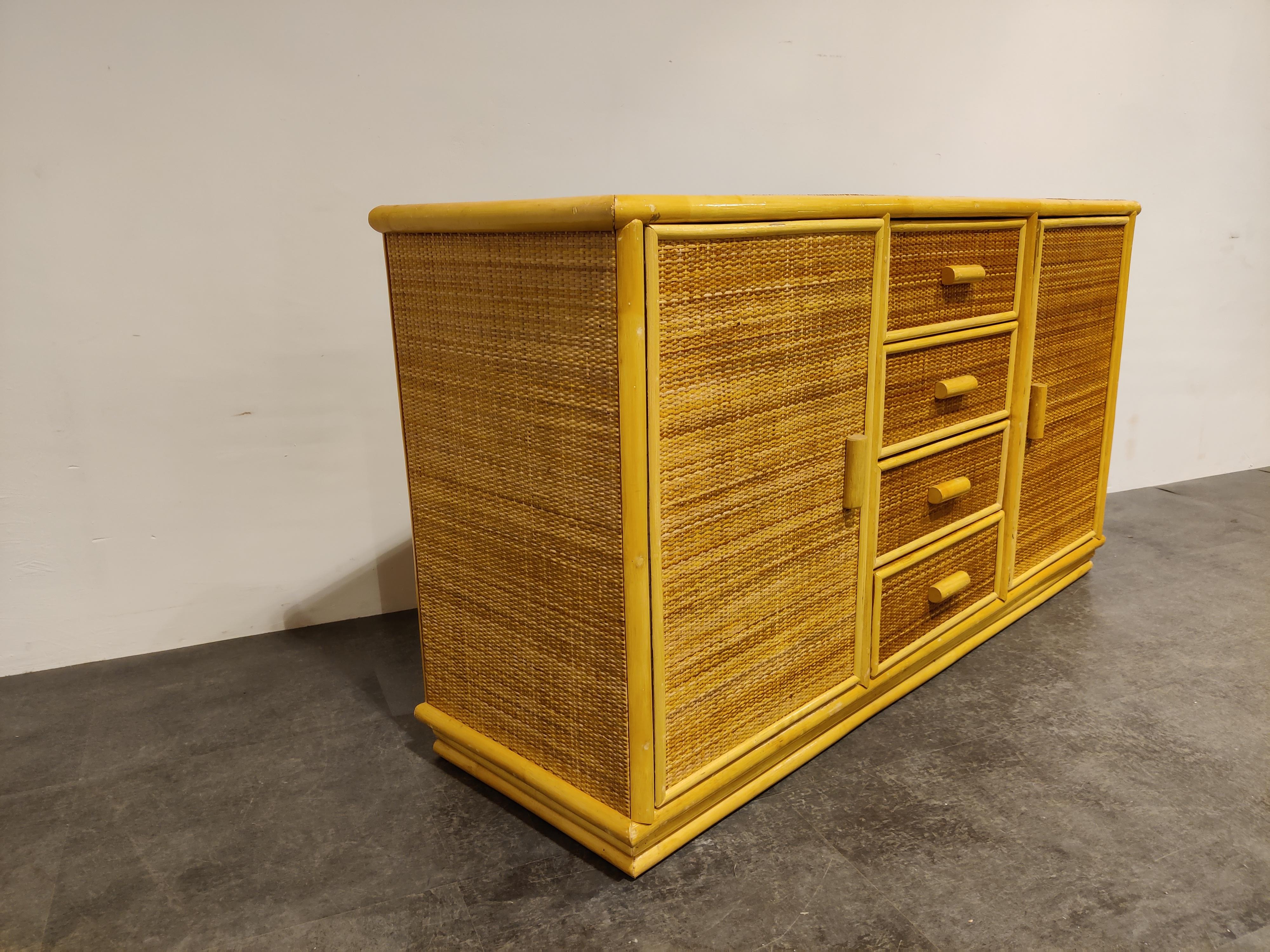 Vintage Rattan and Bamboo Sideboard, 1970s 2