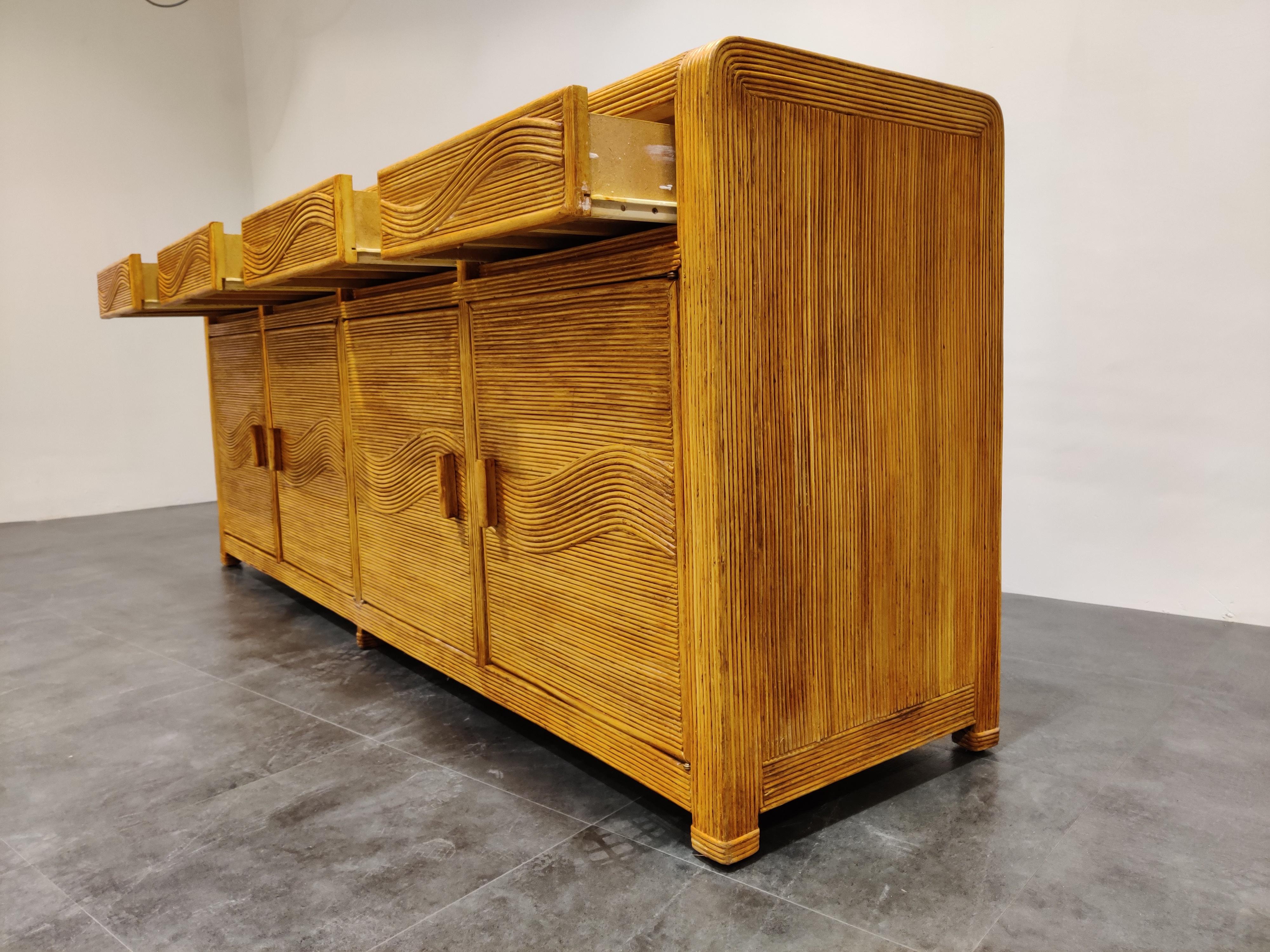 Vintage Rattan and Bamboo Sideboard, 1970s 3