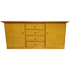 Vintage Rattan and Bamboo Sideboard, 1970s