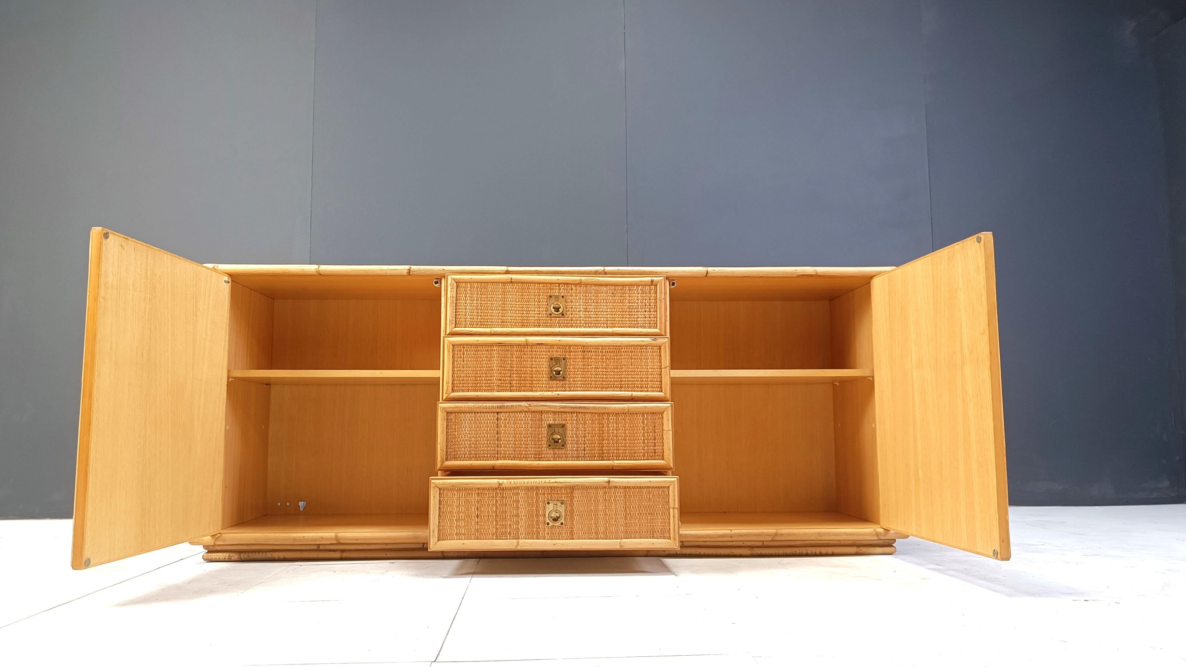 Vintage rattan and bamboo sideboard by Dal Vera, 1960s 4