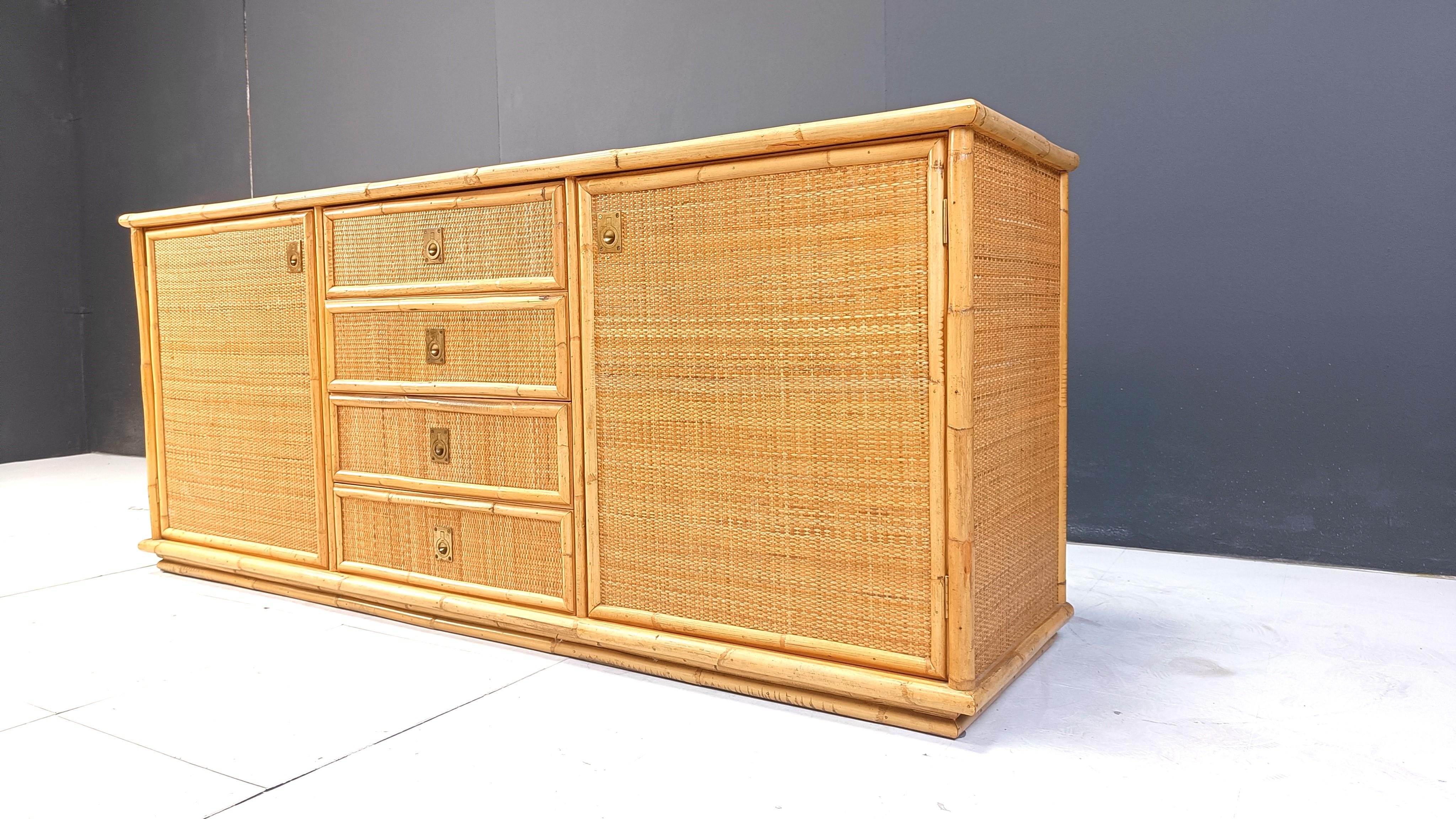 Vintage rattan and bamboo sideboard by Dal Vera, 1960s 1