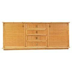 Enfilade vintage en rotin et bambou de Dal Vera, années 1960