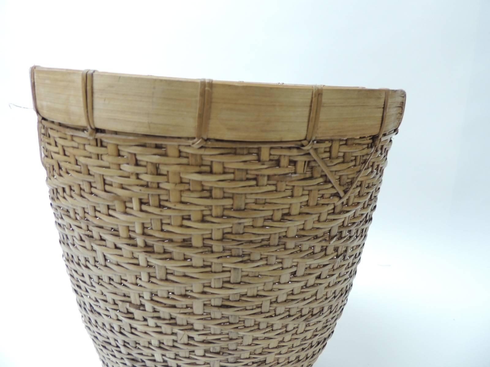 round bamboo waste basket