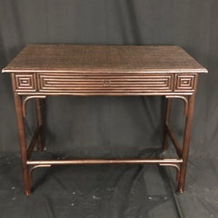 Vintage Rattan and Bamboo Writing Desk or Dressing Table Vanity