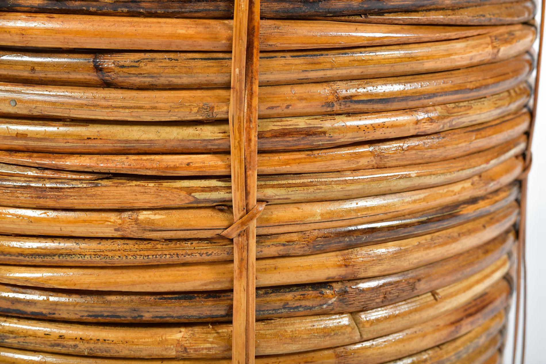 American Vintage Rattan and Brass Log Basket/Planter